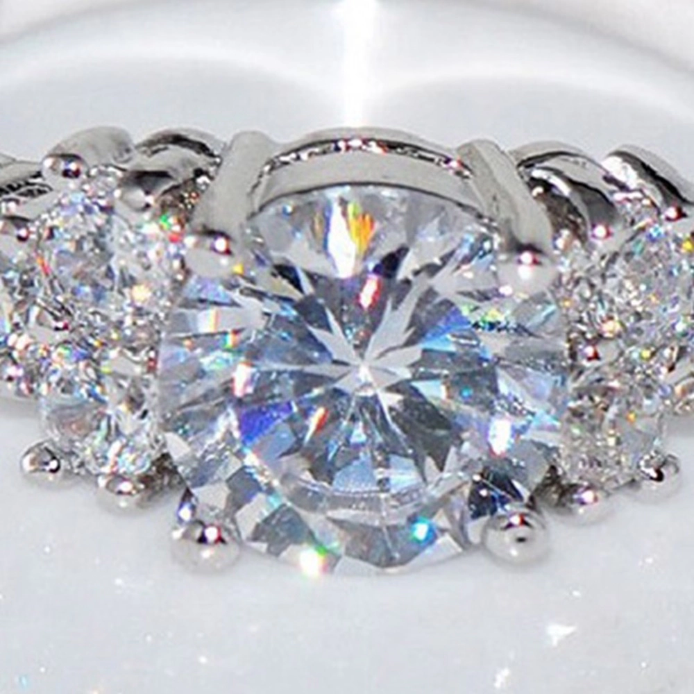 Exquisite Luxury Inlay Shiny Zirconia Engagement Ring