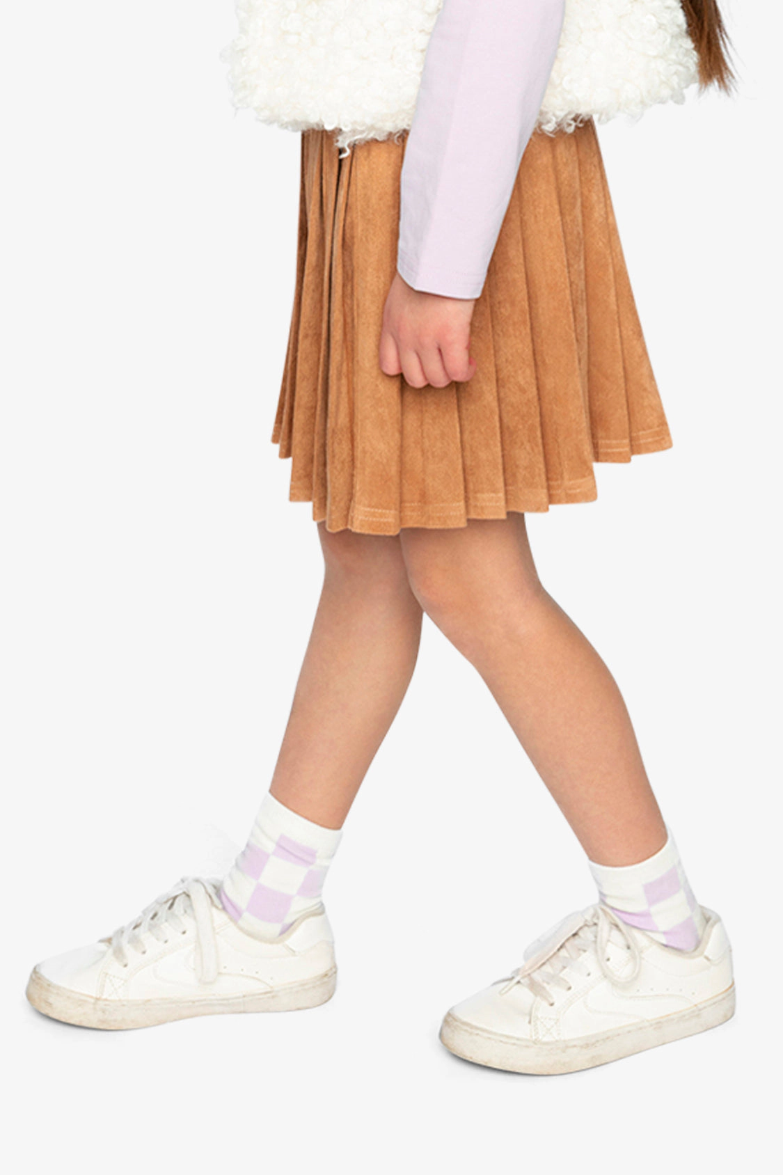 Deux par Girls Knife-Pleated Suede Skirt