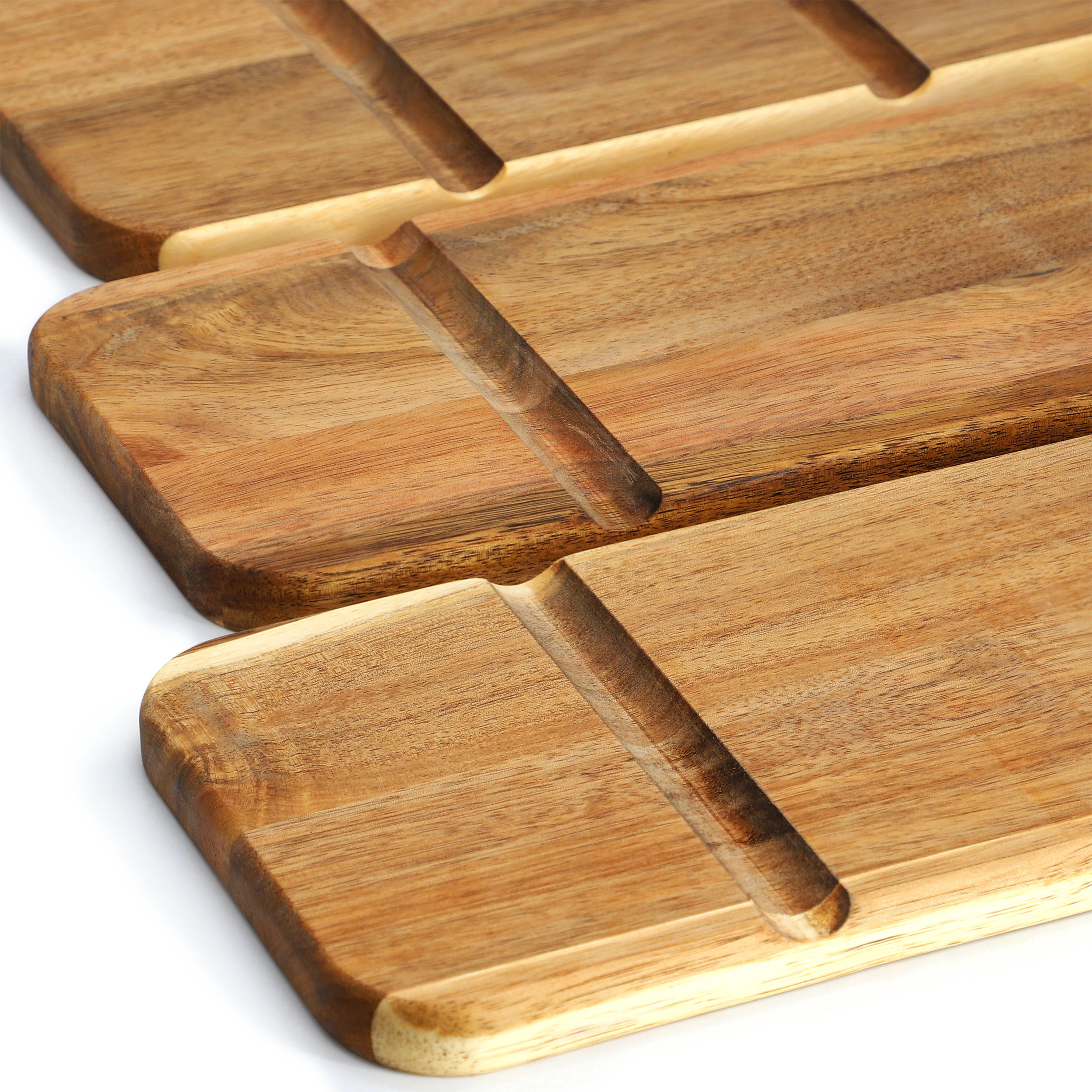MegaChef Acacia Wood 3 Tiered Rectangular Ladder Tray Set