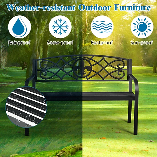 Hivvago Patio Heavy-Duty Metal Garden Bench