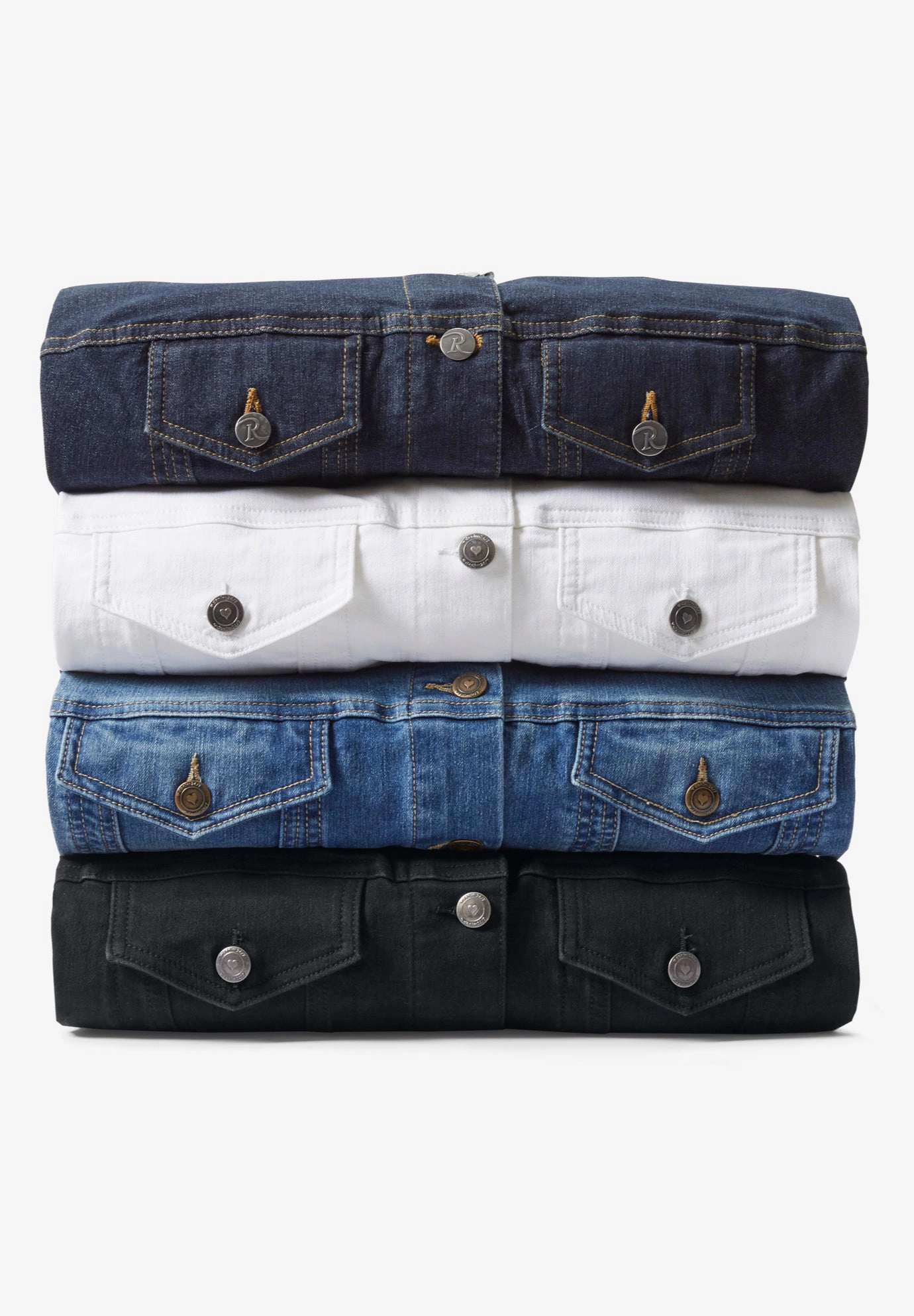 Roaman's Women's Plus Boyfriend Stretch Denim Jacket