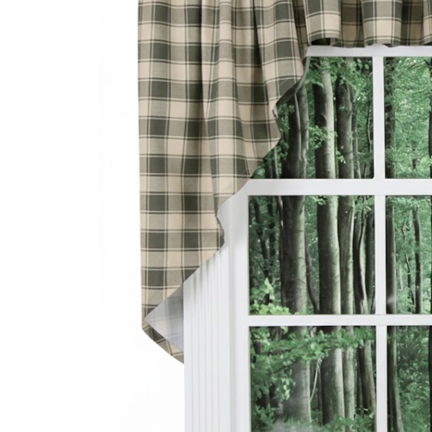 Ellis Curtain 50% Polyester 50% Cotton Country Check With 1.5" Rod Pocket Tailored Window Swag 56" x 36" Mist