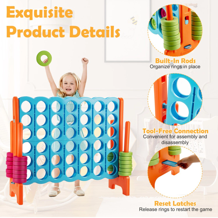 Hivvago 4 in A Row 4-to-Score Giant Jumbo Game Set for Family Party Holiday