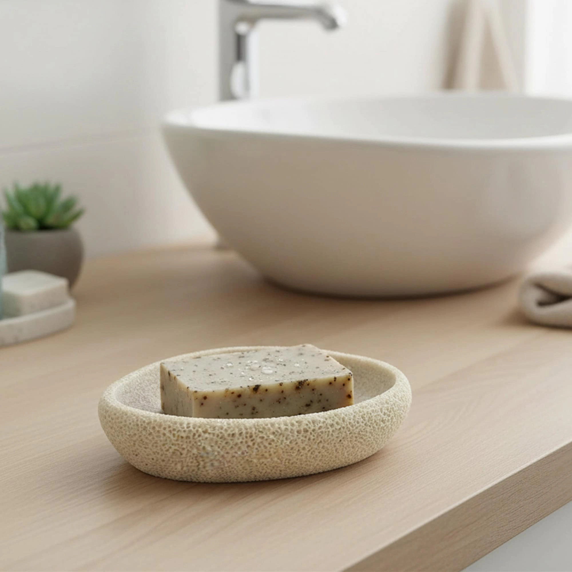 Evideco French Home Goods Sea Sponge Resin Soap Dish, Sandstone Finish