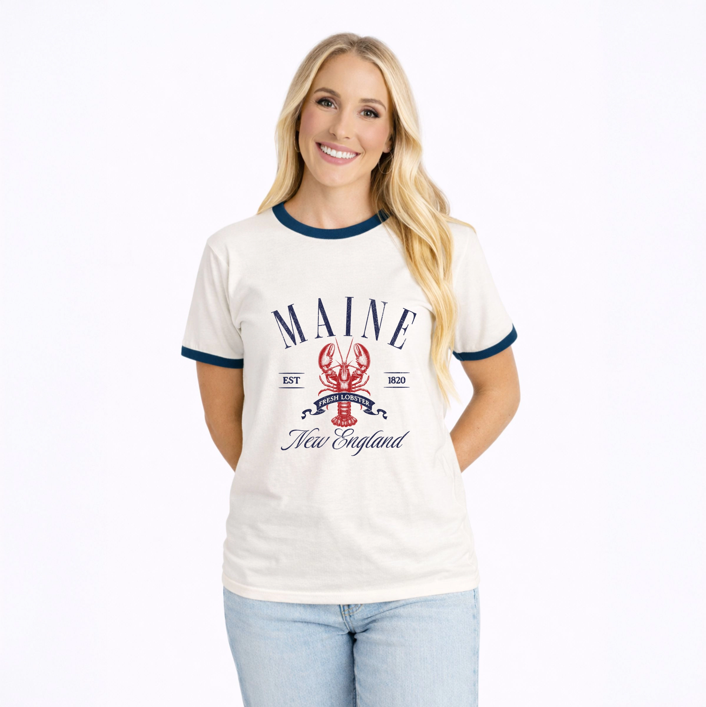 Simply Sage Market - Maine New England Women's Ringer Graphic T-Shirt