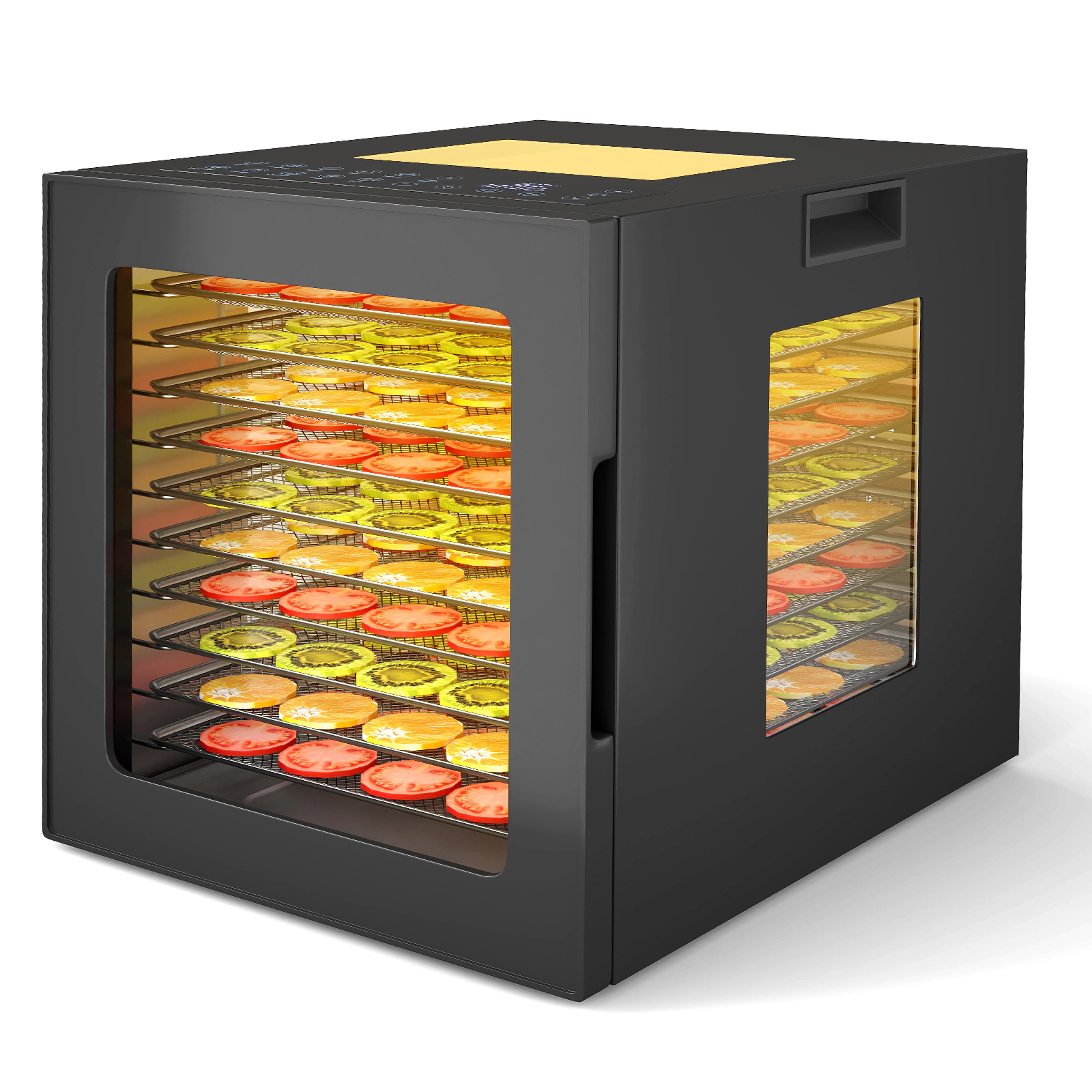 SUGIFT Black 10-Tray Stainless Steel Food Dehydrator with 10 Presets 1-48H Timer and LED Display