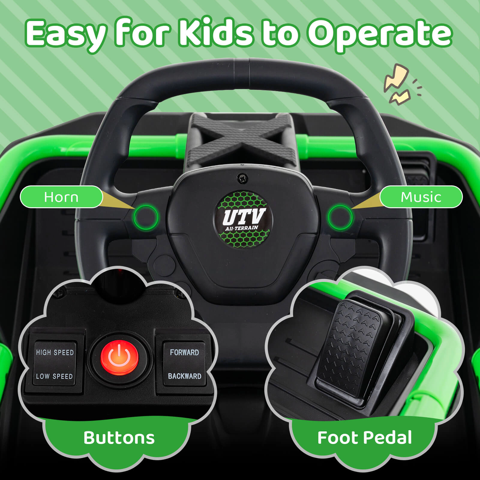 Costway Ride on Car for Big Kids 12V Battery Powered Electric UTV with Remote Control