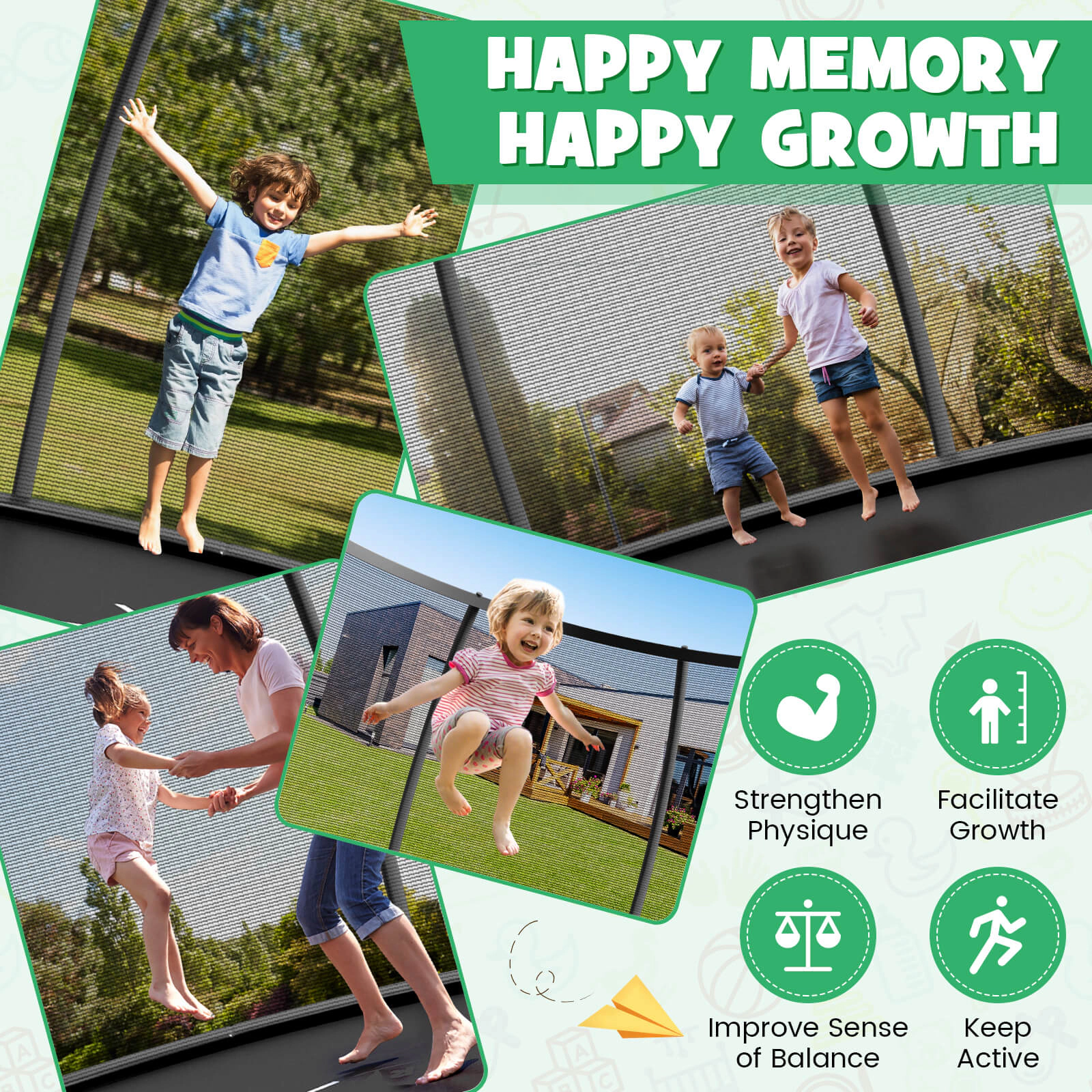LJG 12FT ASTM Approved Recreational Trampoline with Ladder