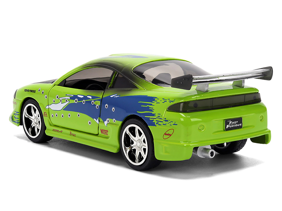 Jada Brian's Mitsubishi Eclipse Green with Graphics (Damaged Version) "25 Years of Fast & Furious" "The Fast