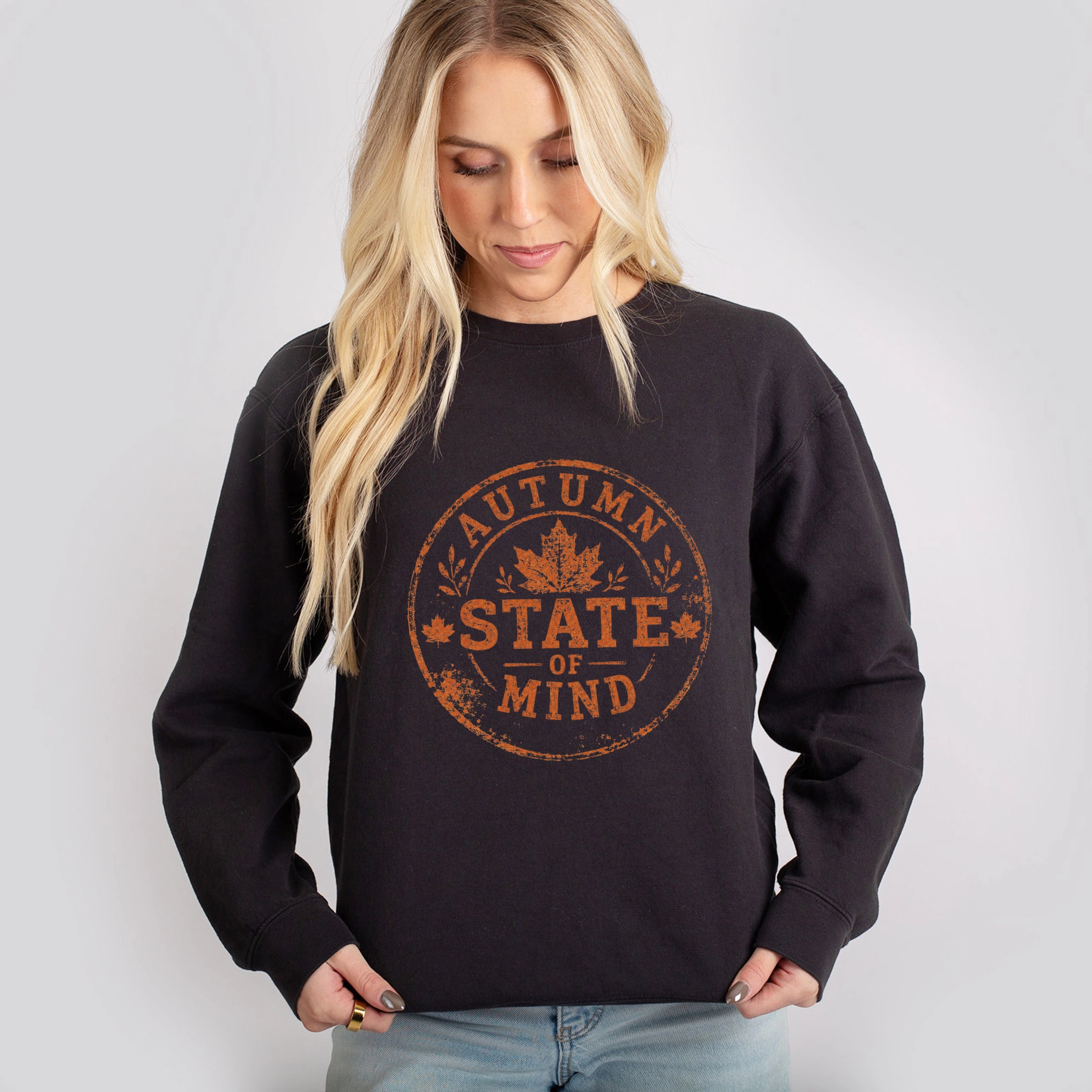 Simply Sage Market - Women's Lightweight Garment Dyed Sweatshirt Autumn State of Mind Circle