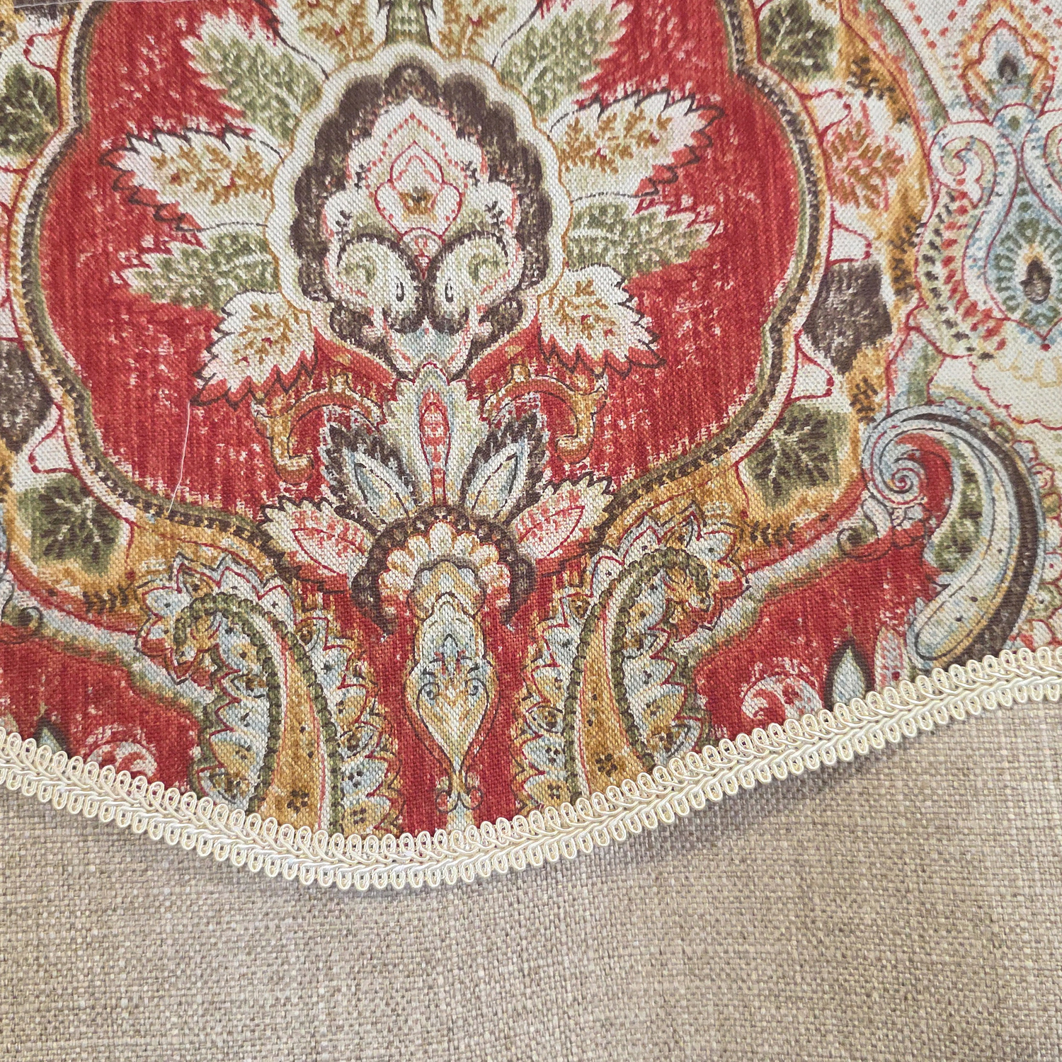 RLF Home 100% Cotton Prague Trimmed Glory Lined Window Valance 50 x 17 Mauve