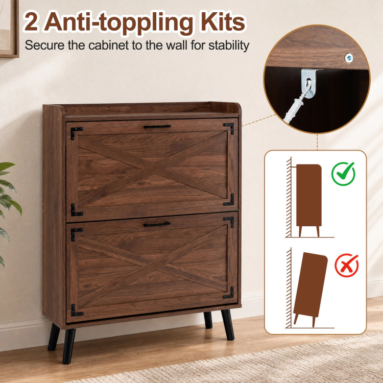Hivvago Narrow Shoe Cabinet with Adjustable and Removable Shelves for Entryway