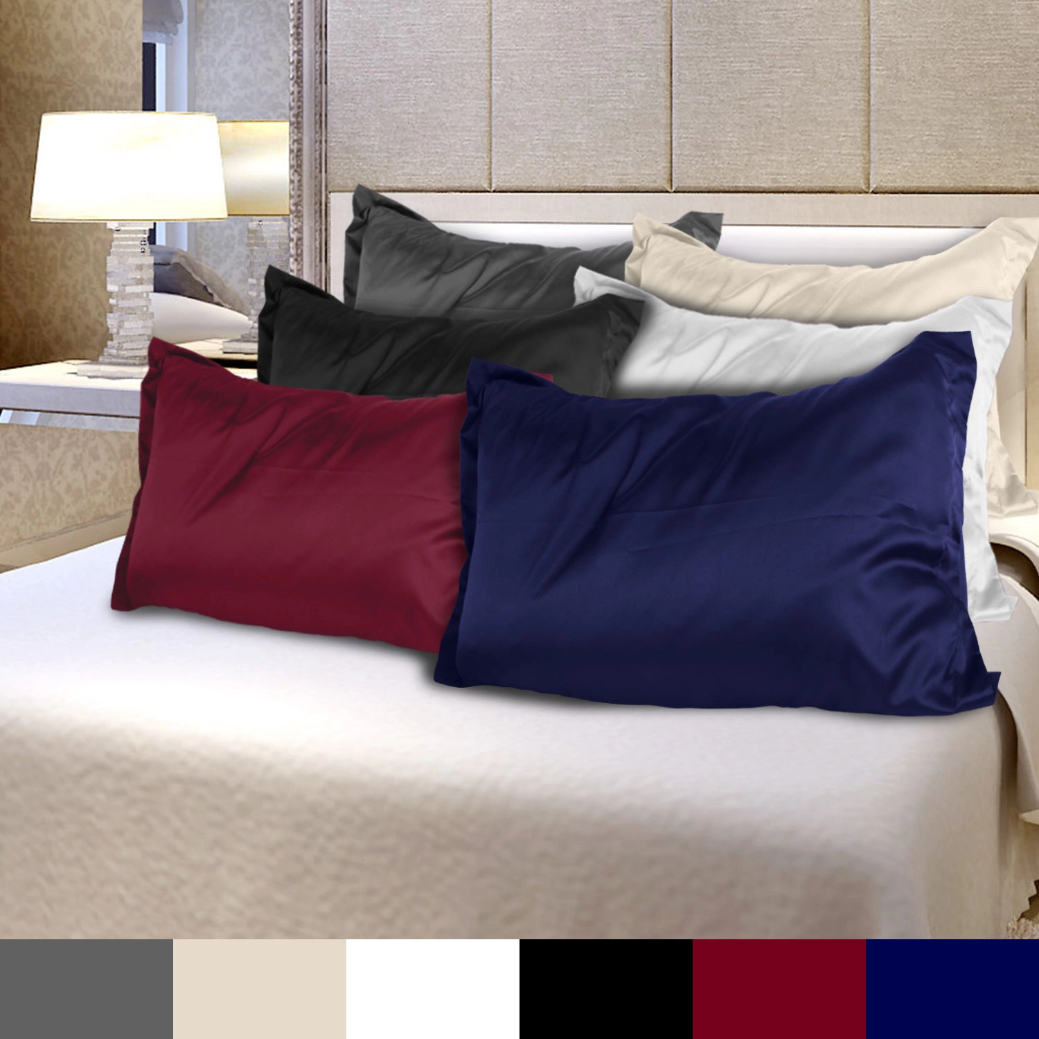 GBruno Silky Satin King Pillowcase Set, 2 Pcs