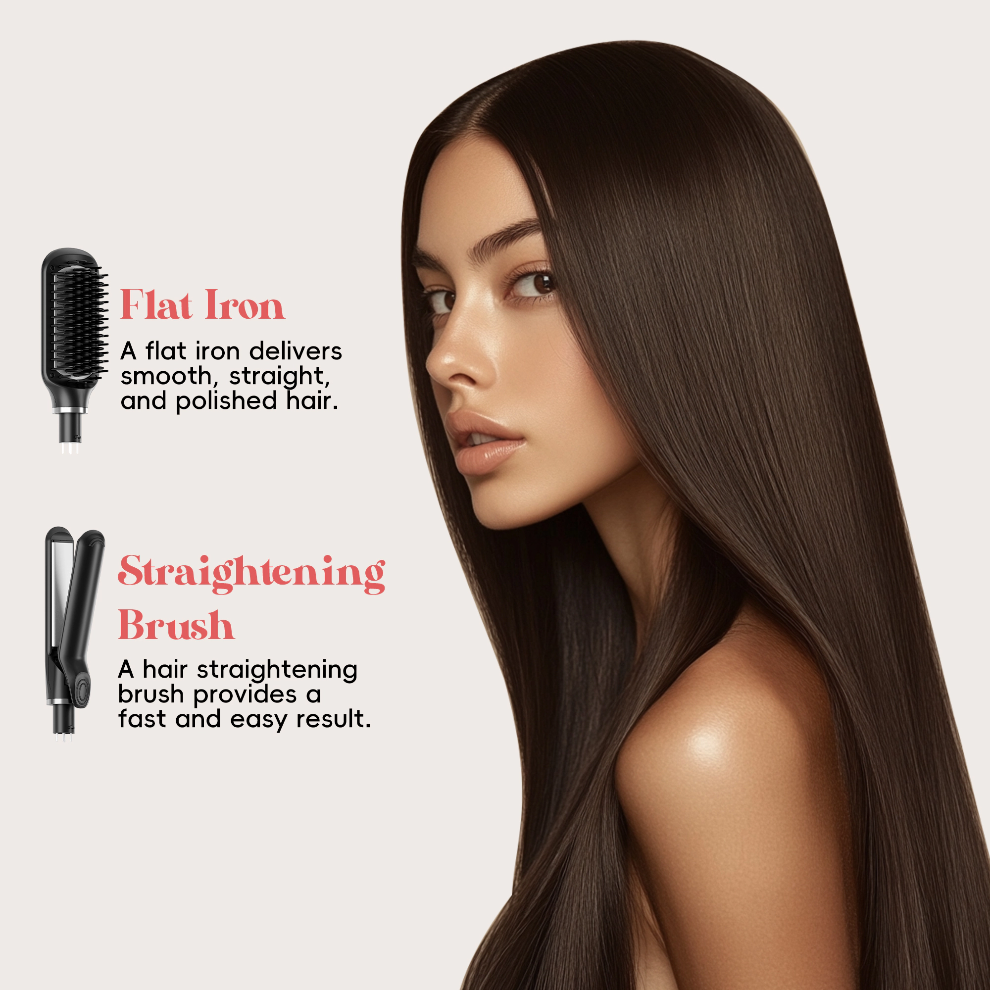 NICEBAY Thermal Hair Brush, Curling Iron Hair Styling Tools, Flat Iron Hair Straightener, Curling Wand Hair Tools