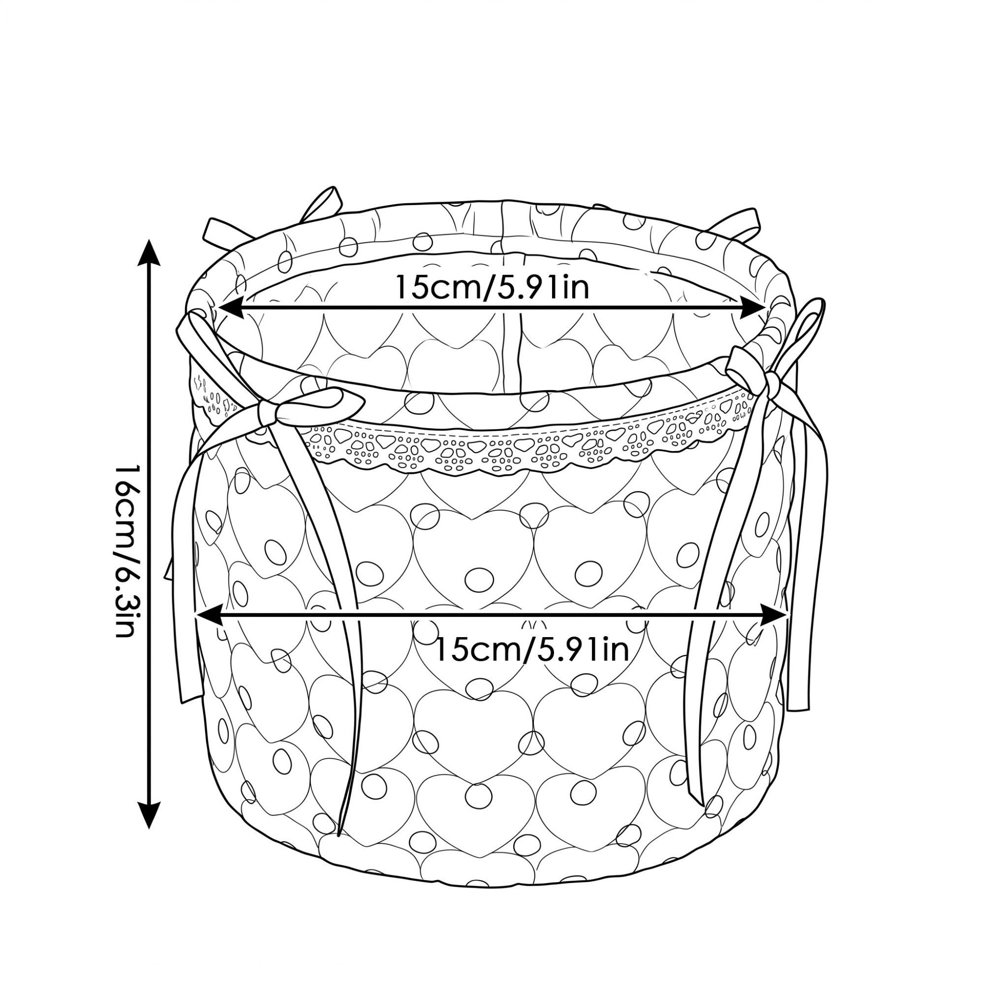 Alilang Unisex Quilted Heart Polka Dot Storage Bin with Lace Trim & Ribbon Bows