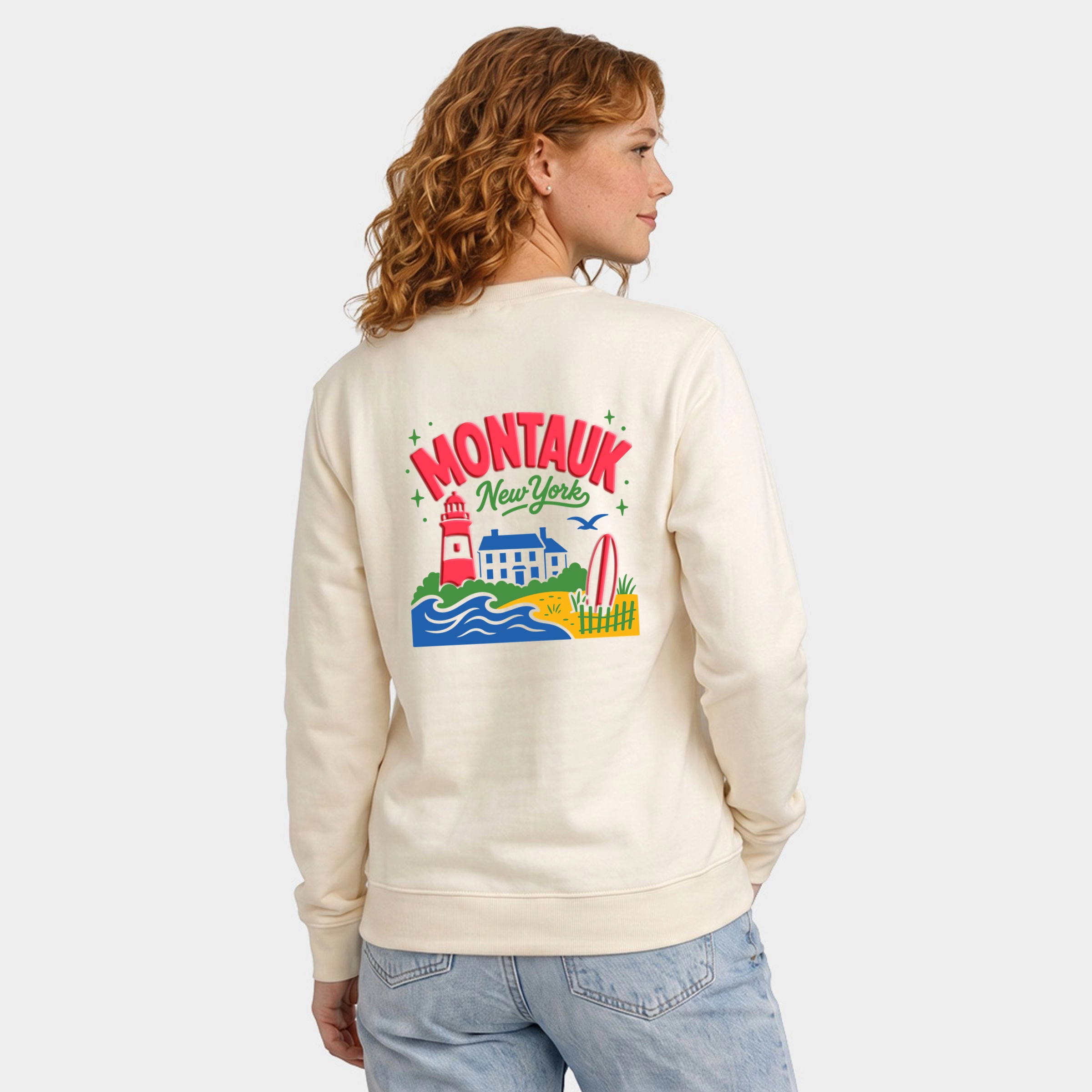 Simply Sage Market - Women's Graphic Sweatshirt Montauk Vibrant Puff Print