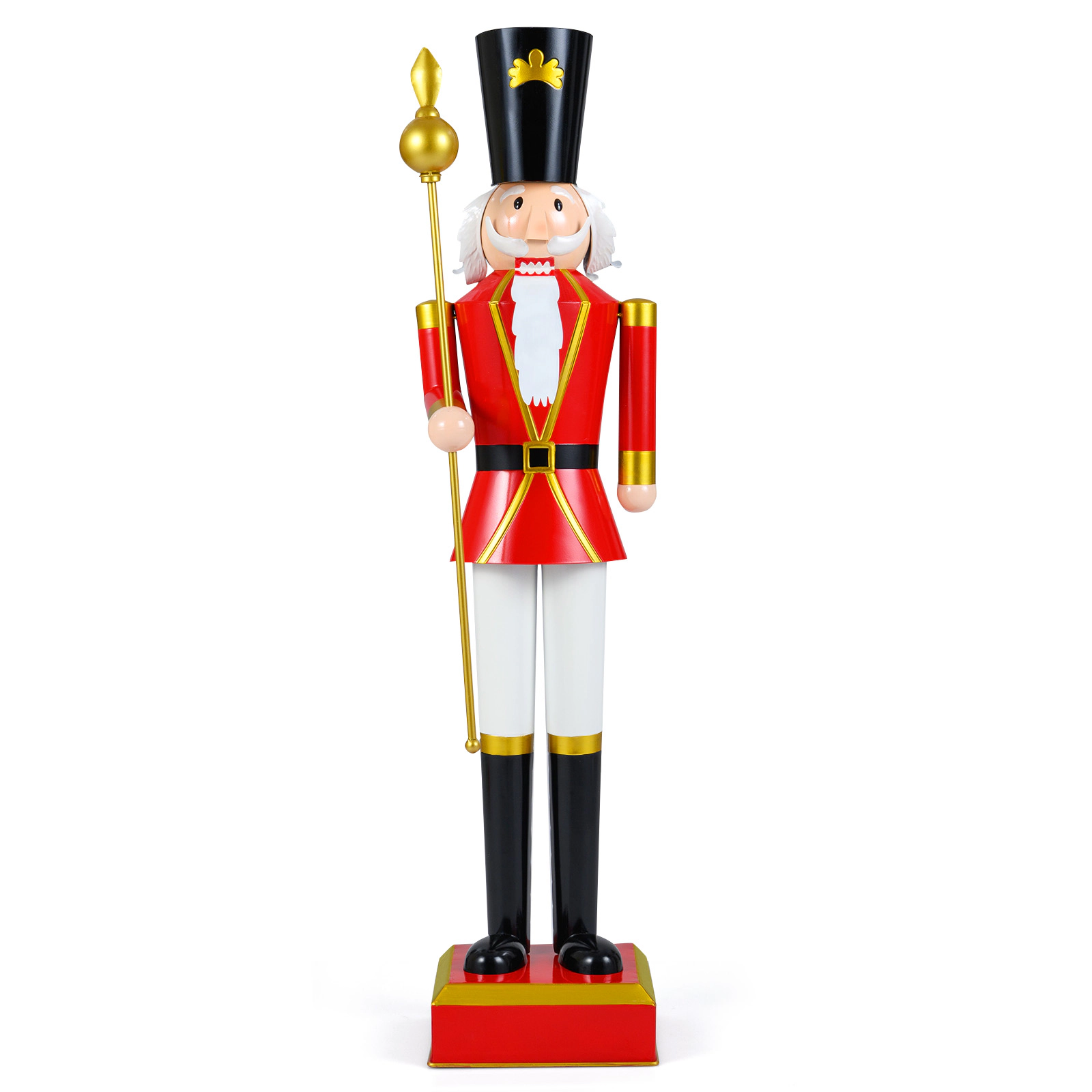 SUGIFT 4-ft Christmas Nutcracker with High Hat and Scepter Holiday Decor Figure Red Black Golden