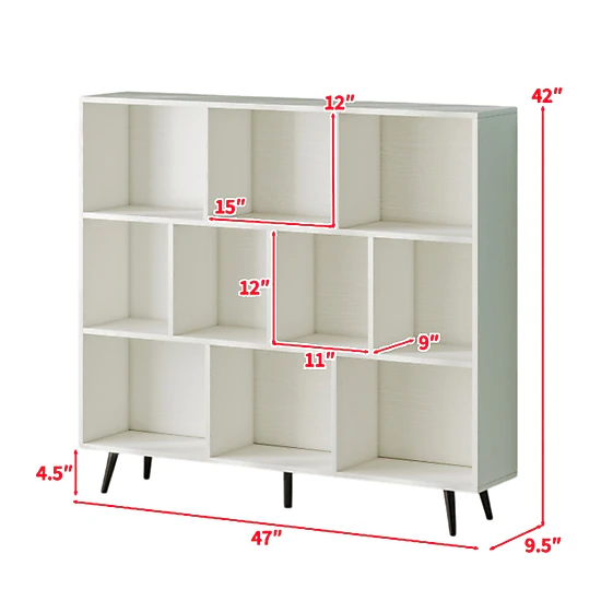 Hivvago Modern Storage Bookcase with Open Cube Shelves and Metal Legs