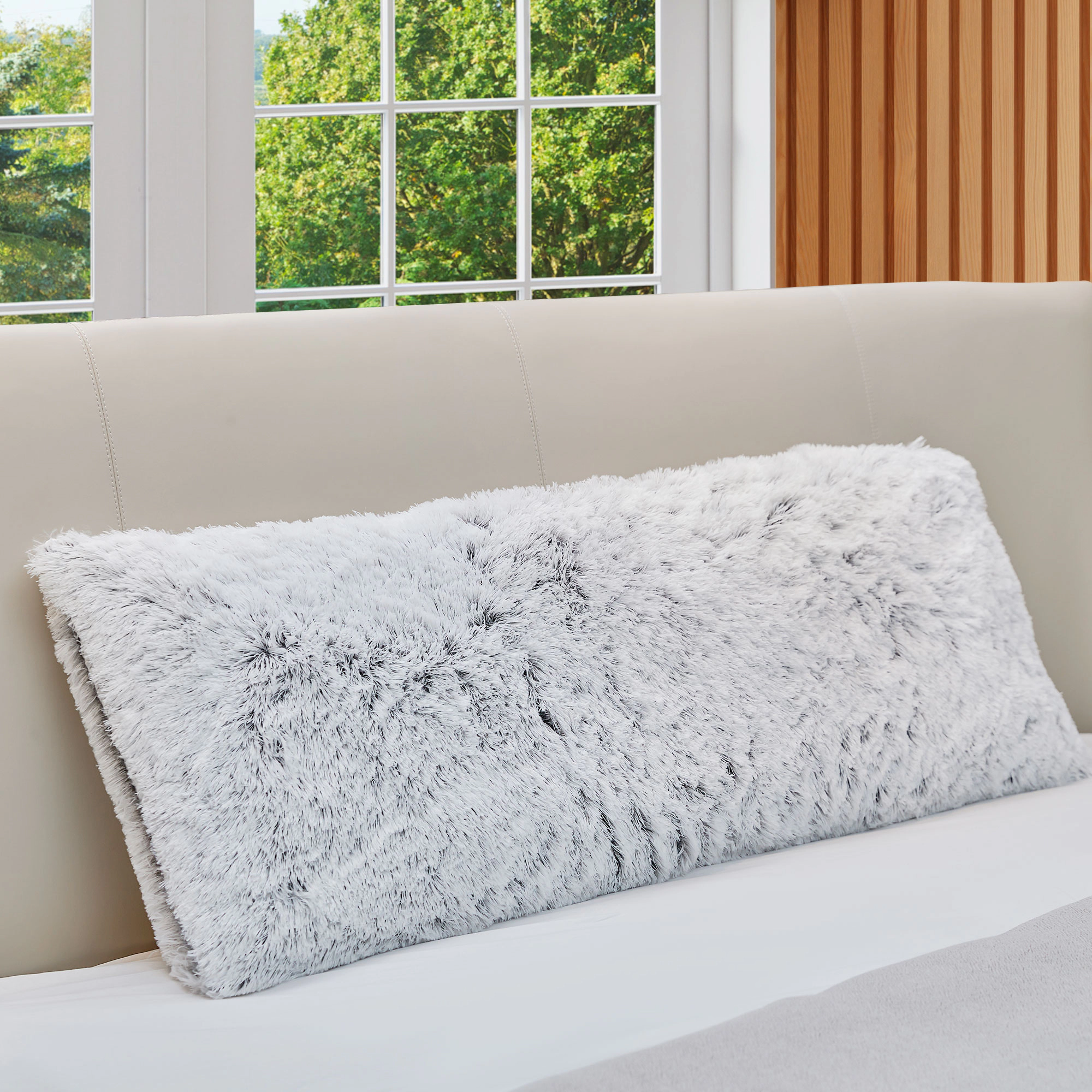 Cheer Collection 20 x 54-Inch Plush Shaggy Faux Fur Body Pillow with Insert and Washable Cover