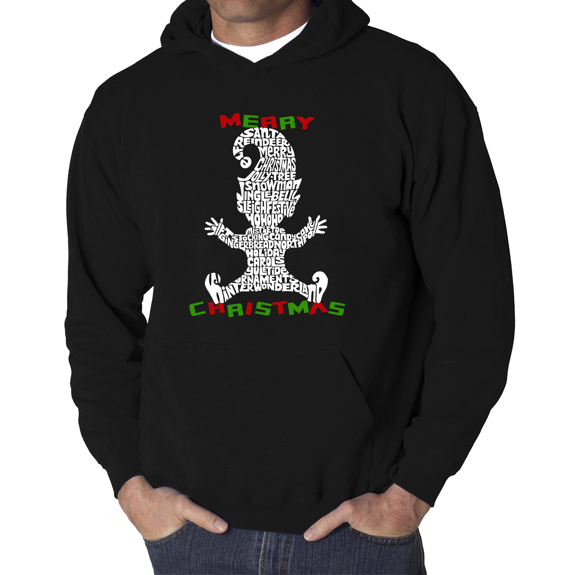 LA Pop Art Christmas Elf - Men's Word Hooded Sweatshirt