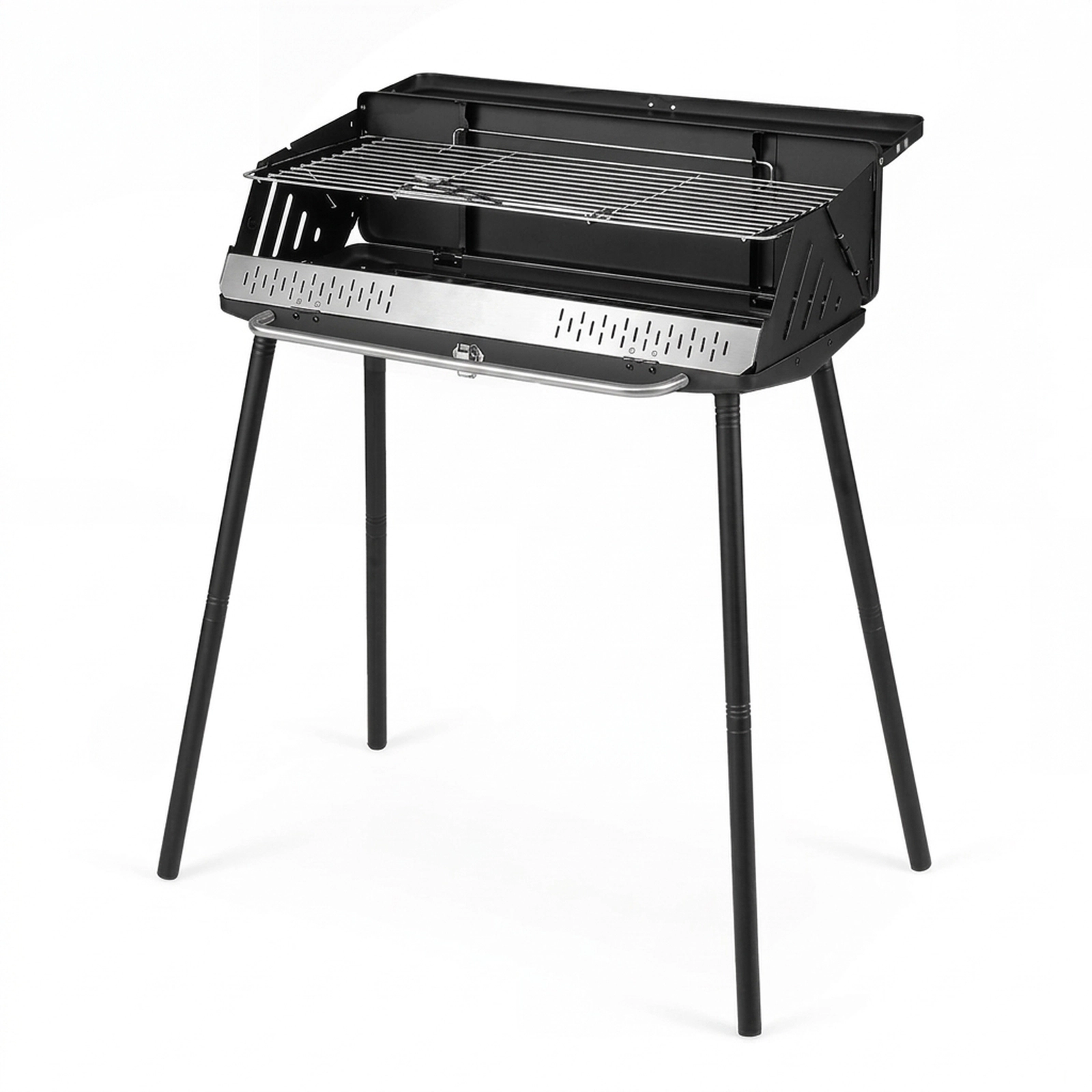 SUGIFT Portable Black Folding Charcoal Grill with Detachable Legs and Carrying Bag 32-in W 18.5-in D 33.5-in H