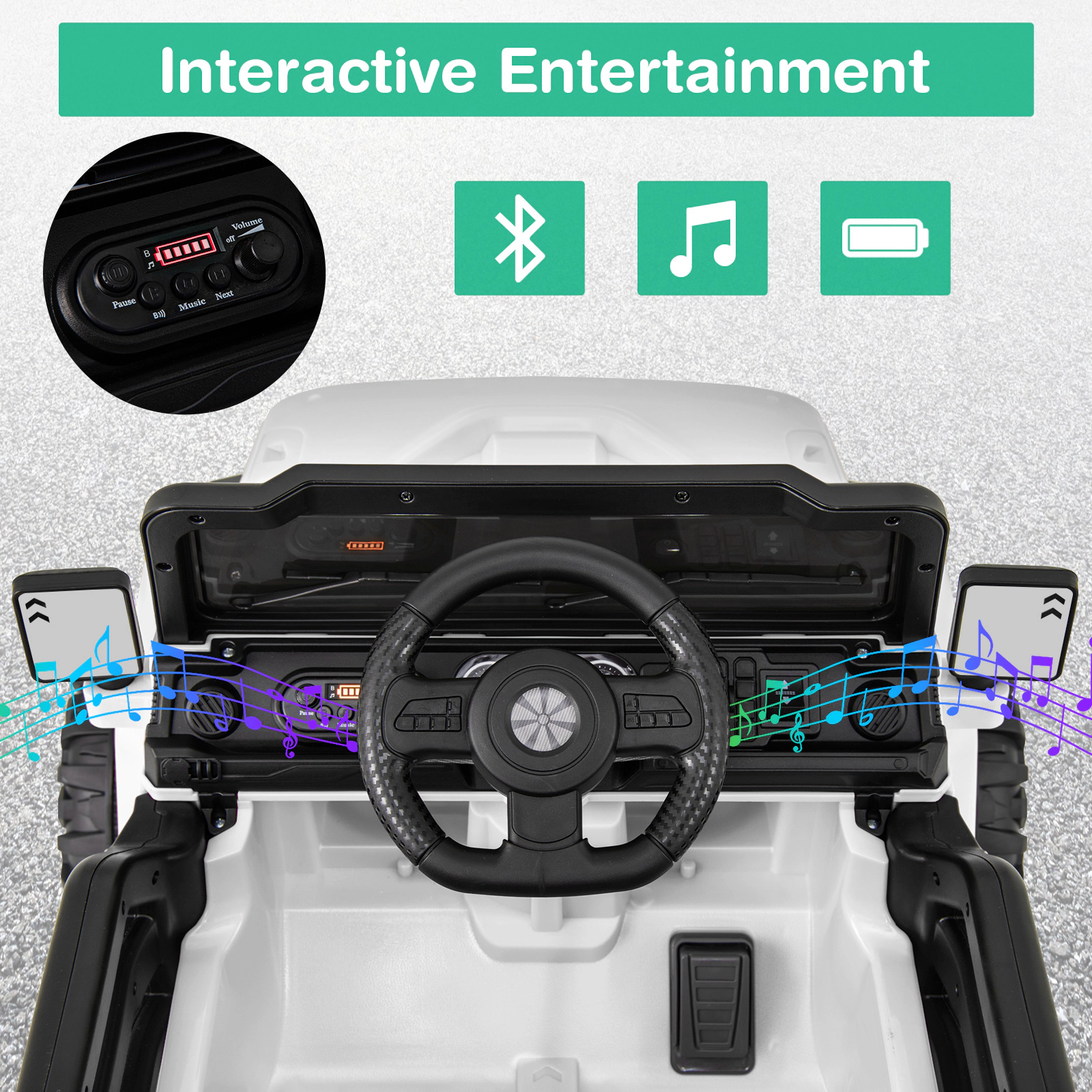 Hivvago 12V Kids Ride on Truck Car with Remote Control Threaded Wheels and 3 Speeds