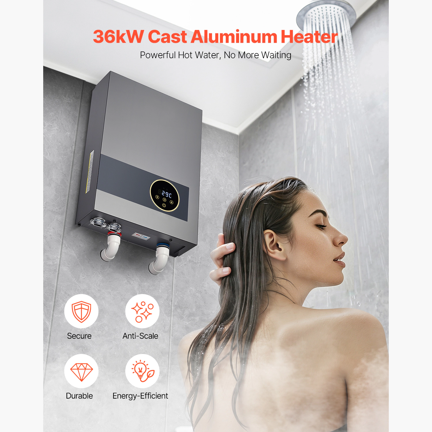 HONGGE Tankless Electric Water Heater Instant Hot Water Heater Under Sink On Demand for Bathroom Kitchen Office with
