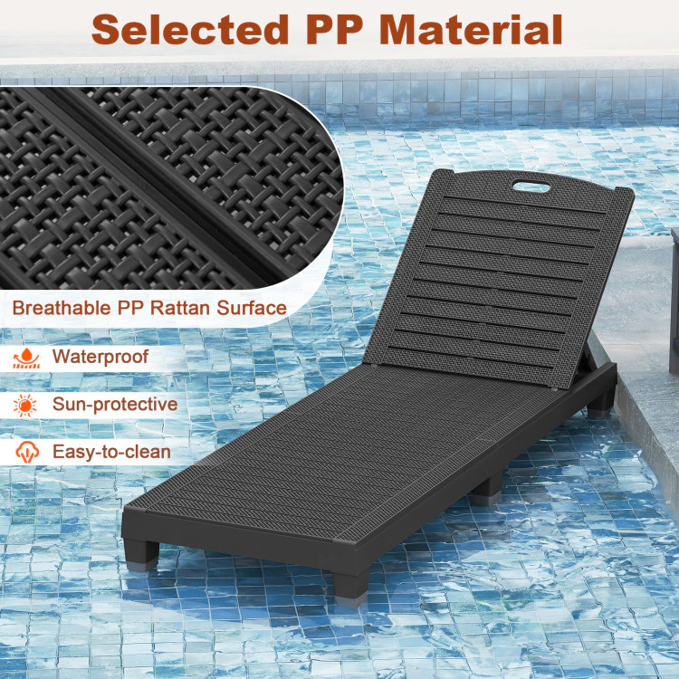 Hivvago Outdoor Pp Chaise Lounge Chairs Set Of 2 With 4-Position Adjustable Backrests