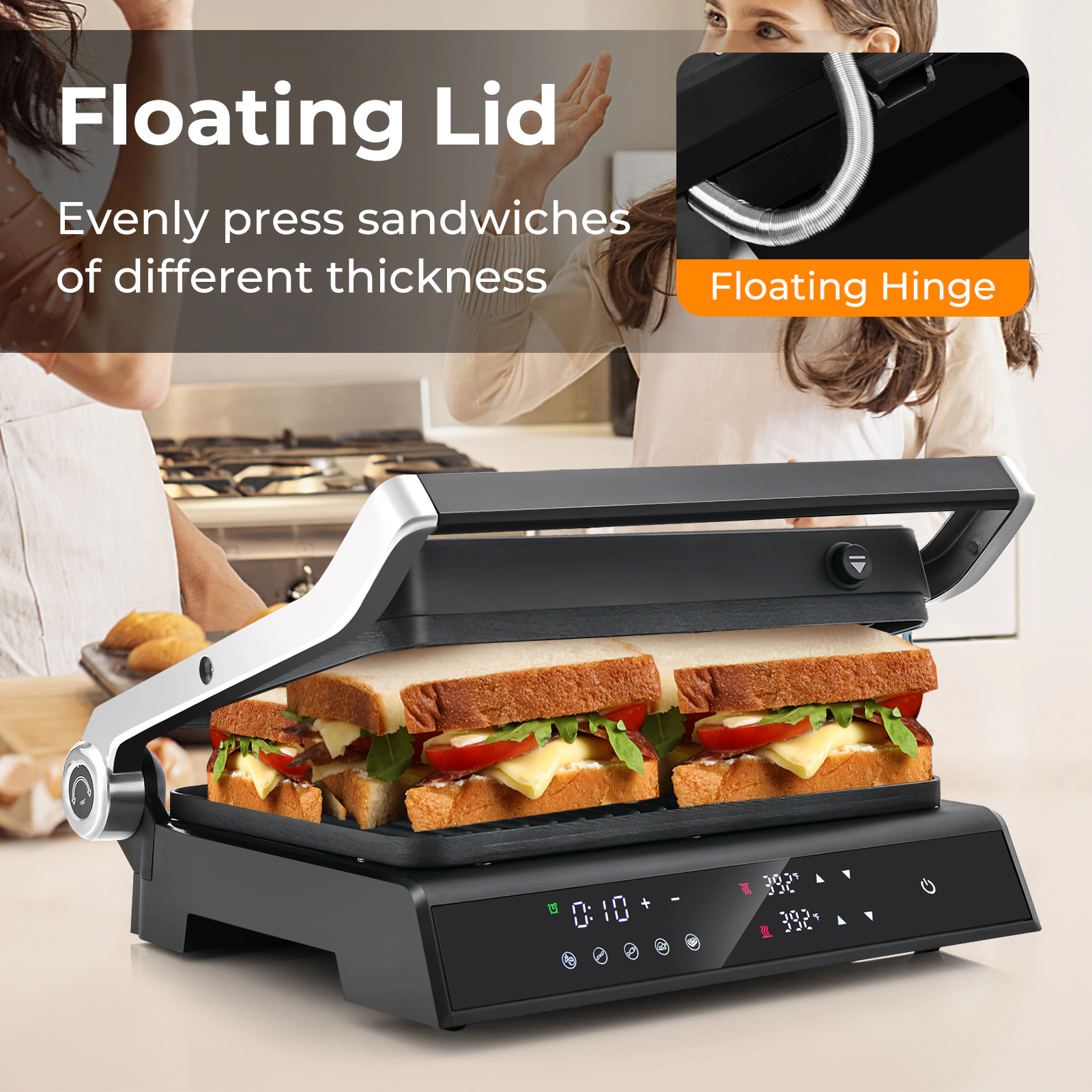 Slickblue 3 in 1 Electric Panini Press Grill with LED Control