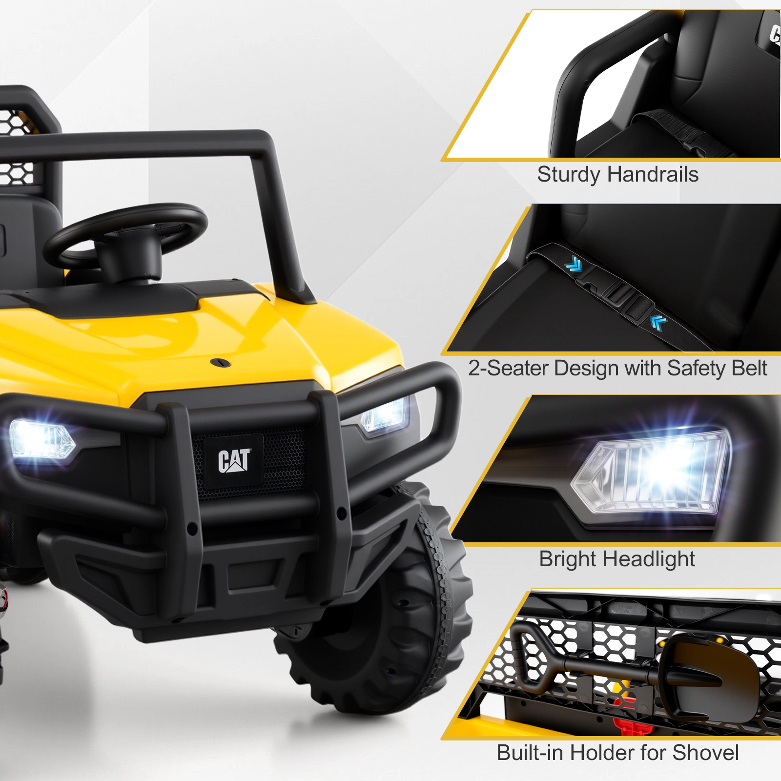 Costway 24V Ride On Dump Truck with Remote Control, Dump Bed, Shovel, Music, Soft Start