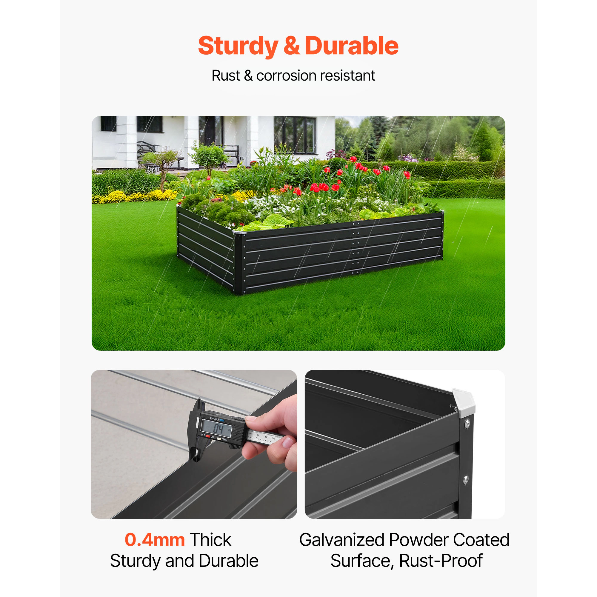 HONGGE Metal Raised Garden Bed Outdoor Galvalume Planter Garden Box Open Bottom Design Large Planter Raised Bed for