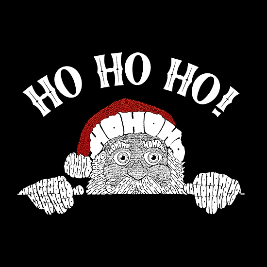 LA Pop Art Boy's Word Art T-Shirt - Peeking Santa
