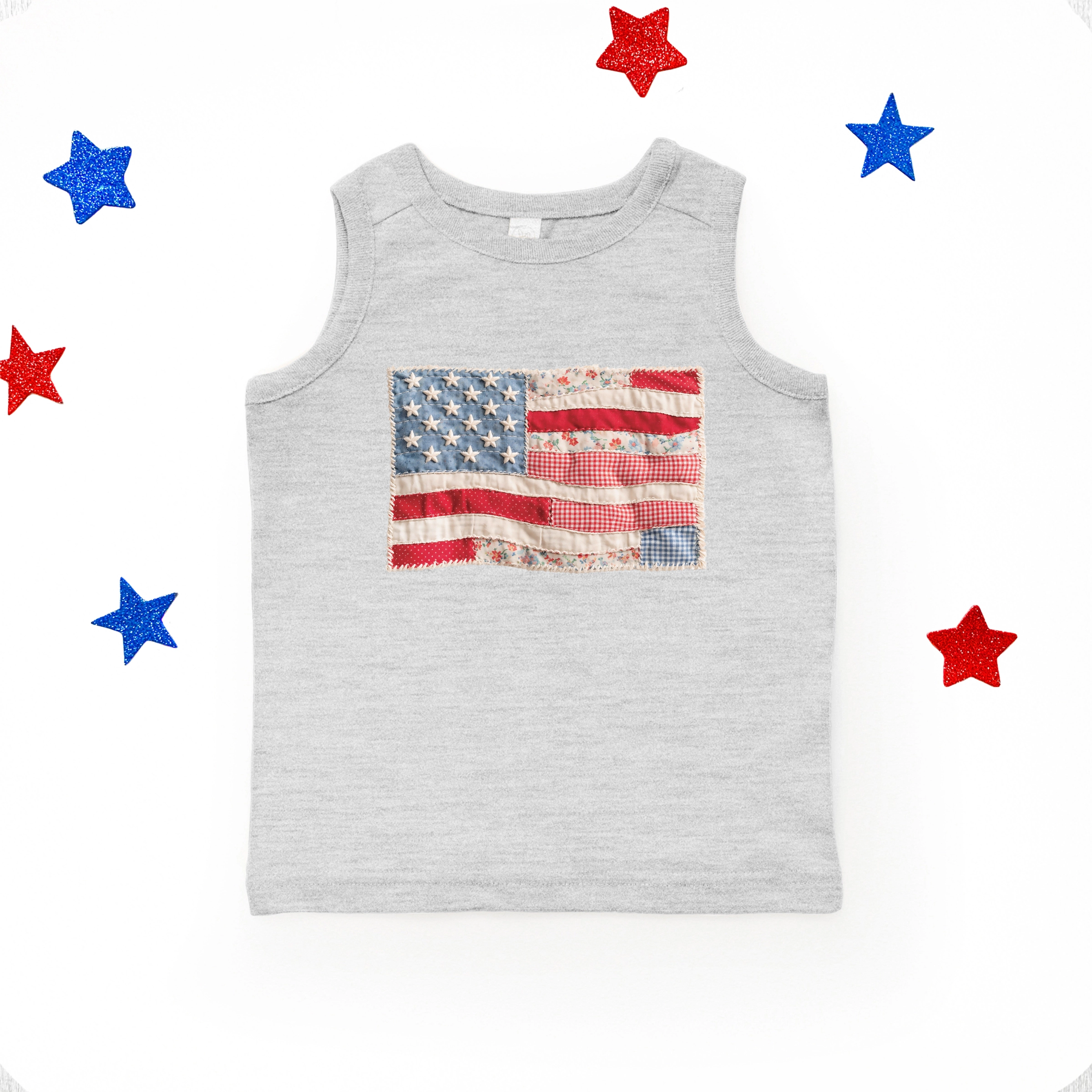 The Juniper Shop - Youth Tank Top American Flag Faux Patchwork