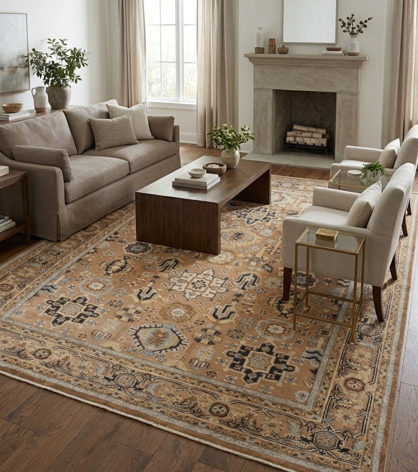 Magic Rugs 8'0 X 9'9 Hand Knotted Rust Geometric Indo-Karajeh Wool Rug
