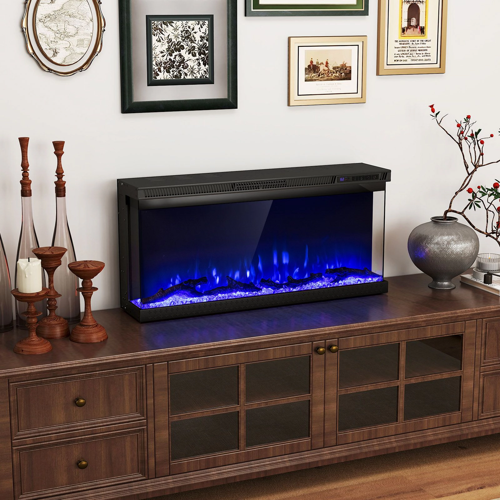 SlickBlue 36 Inch Electric Fireplace Insert with Remote Control and 12 Flame Colors
