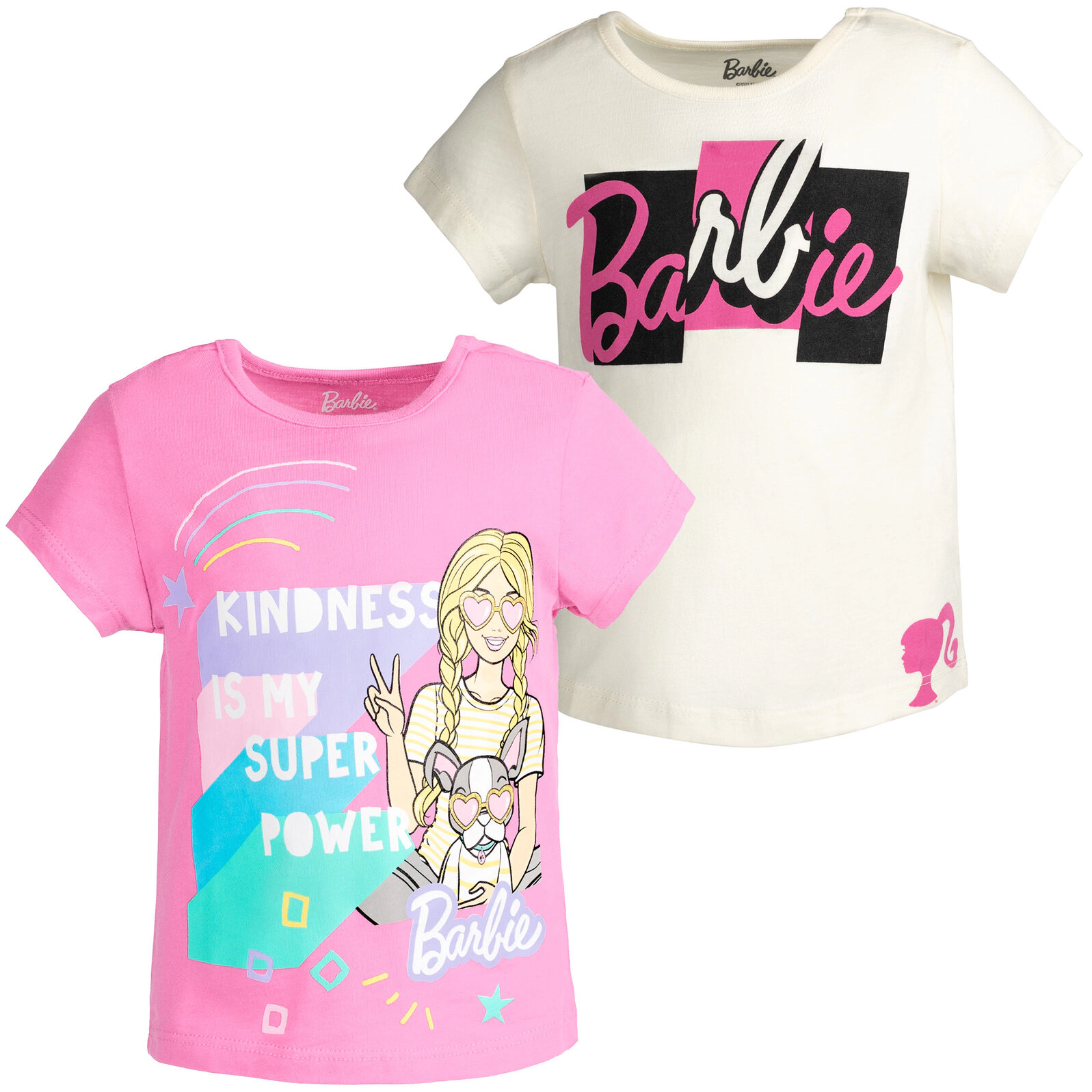 Barbie Girls' 2-Pack Short Sleeve T-Shirts