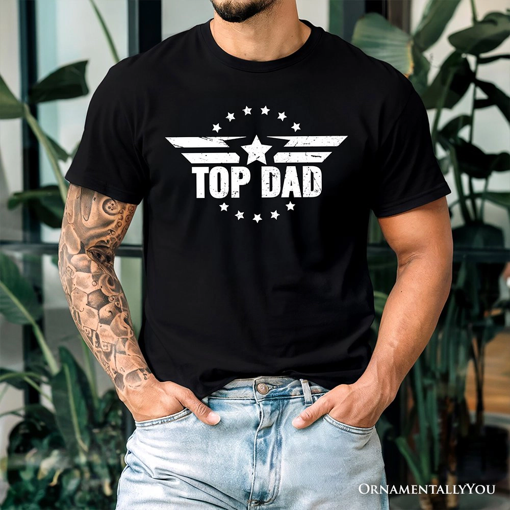 OrnamentallyYou Mens Top Dad Military Star T-Shirt