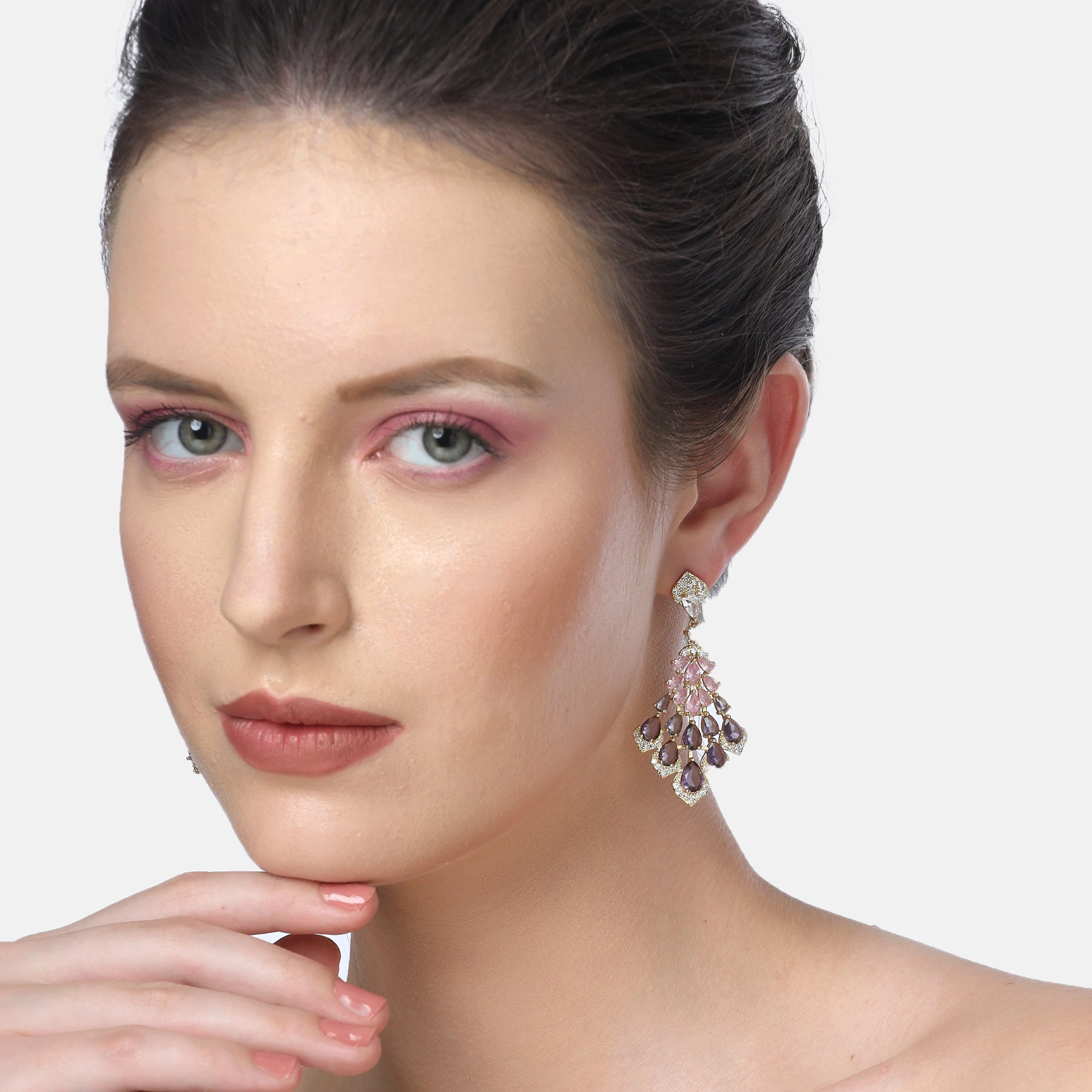 AGP PARIS Womens Diva Peacock Feather Drop Earrings