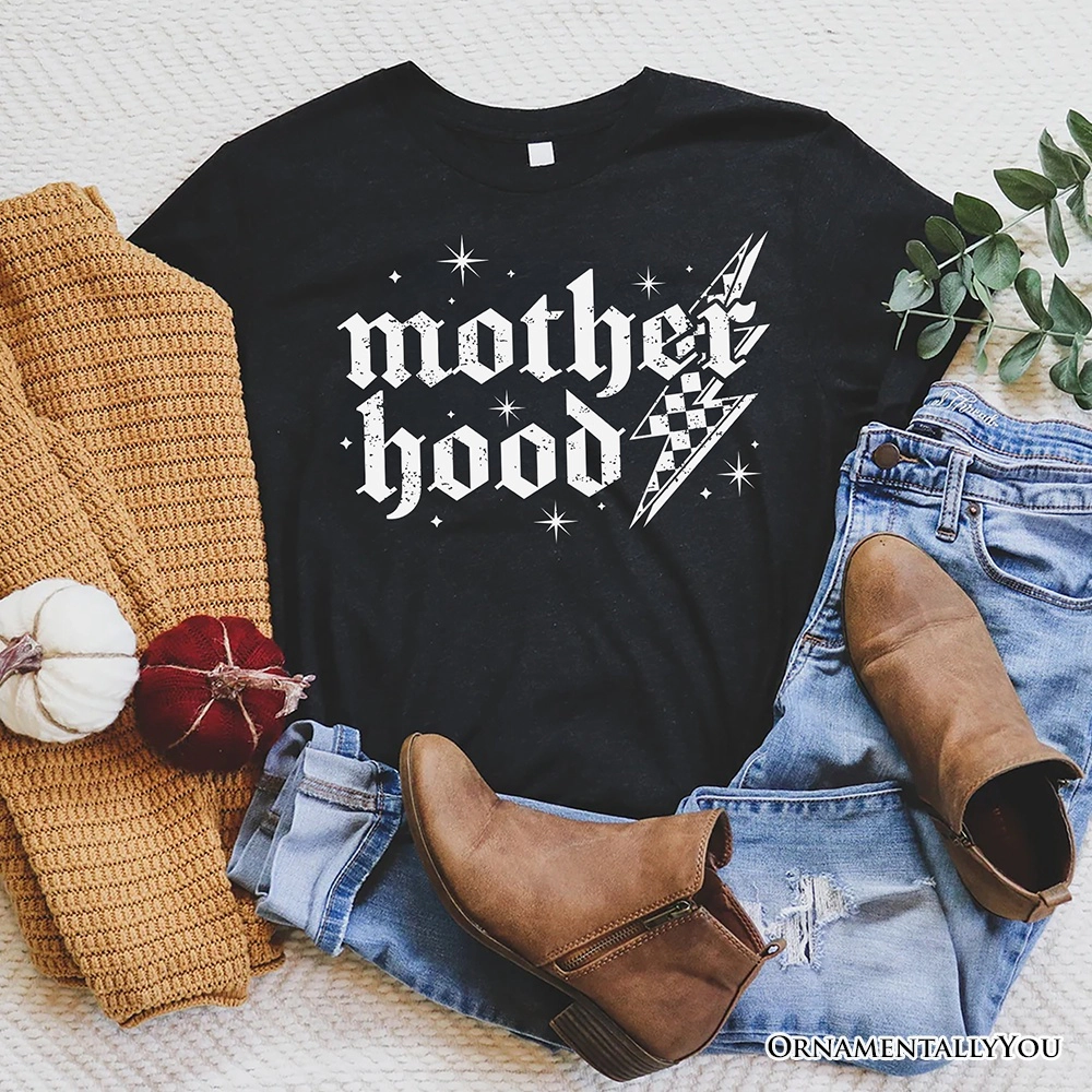 OrnamentallyYou Womens Checkered Motherhood Lightning T-Shirt