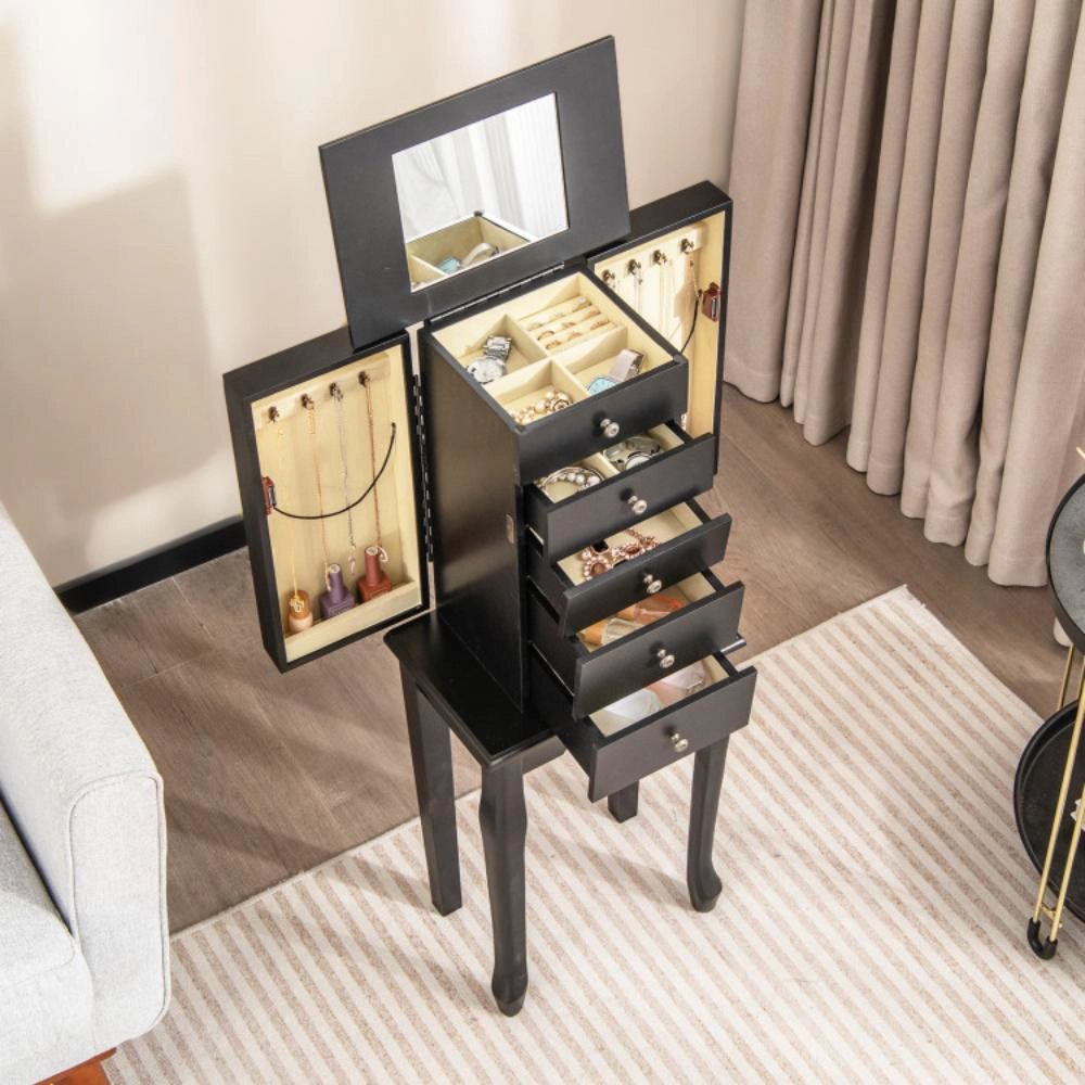 Hivvago Freestanding Jewelry Cabinet with Full-Length Mirror