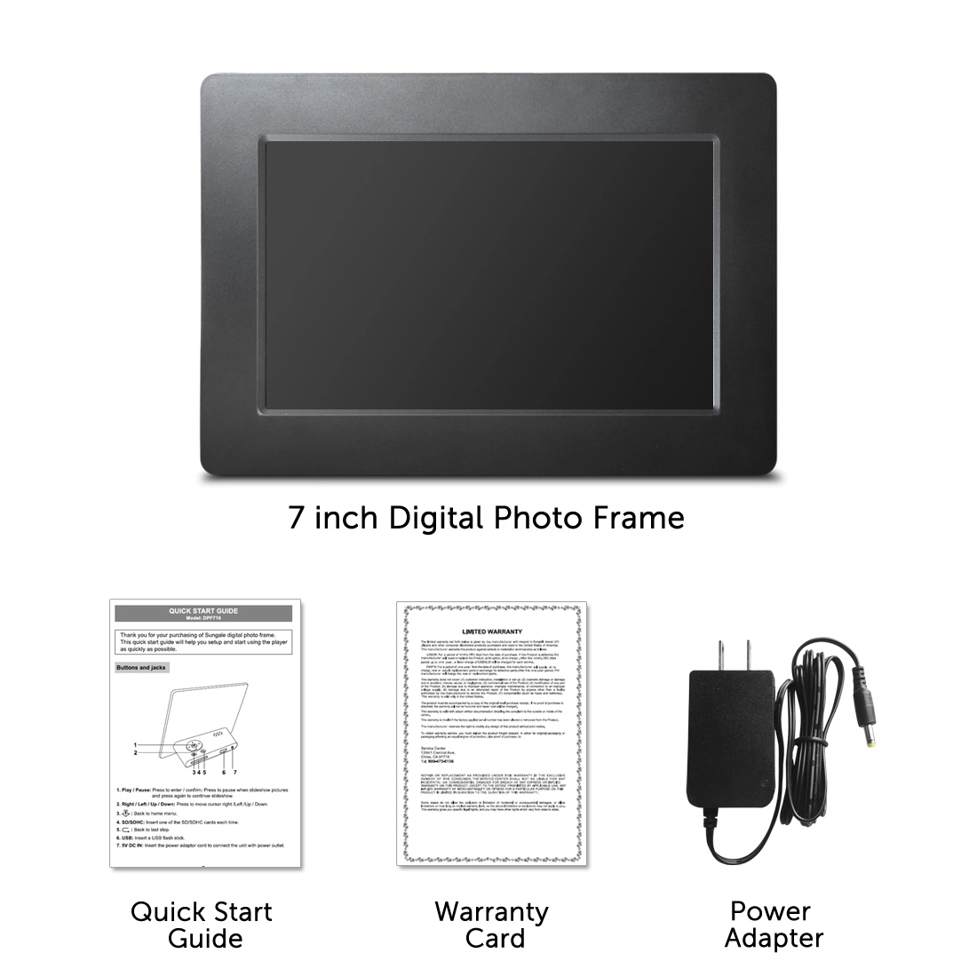 Sungale 7 Inch 1024x600, USB & SD Card Support - Digital Photo Frame