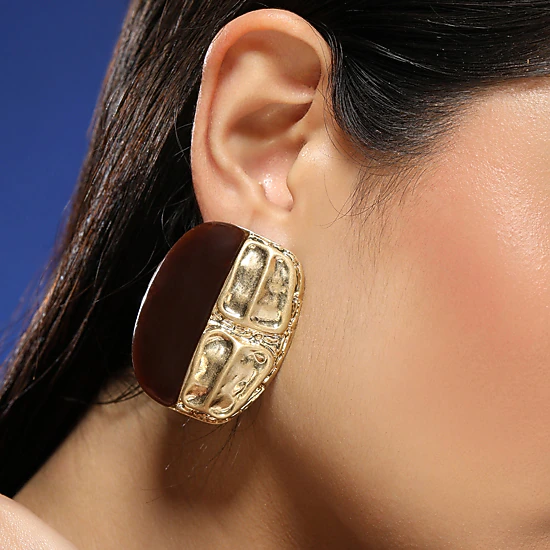SOHI Women's The Nefertiti Statement Earrings - Antique Gold