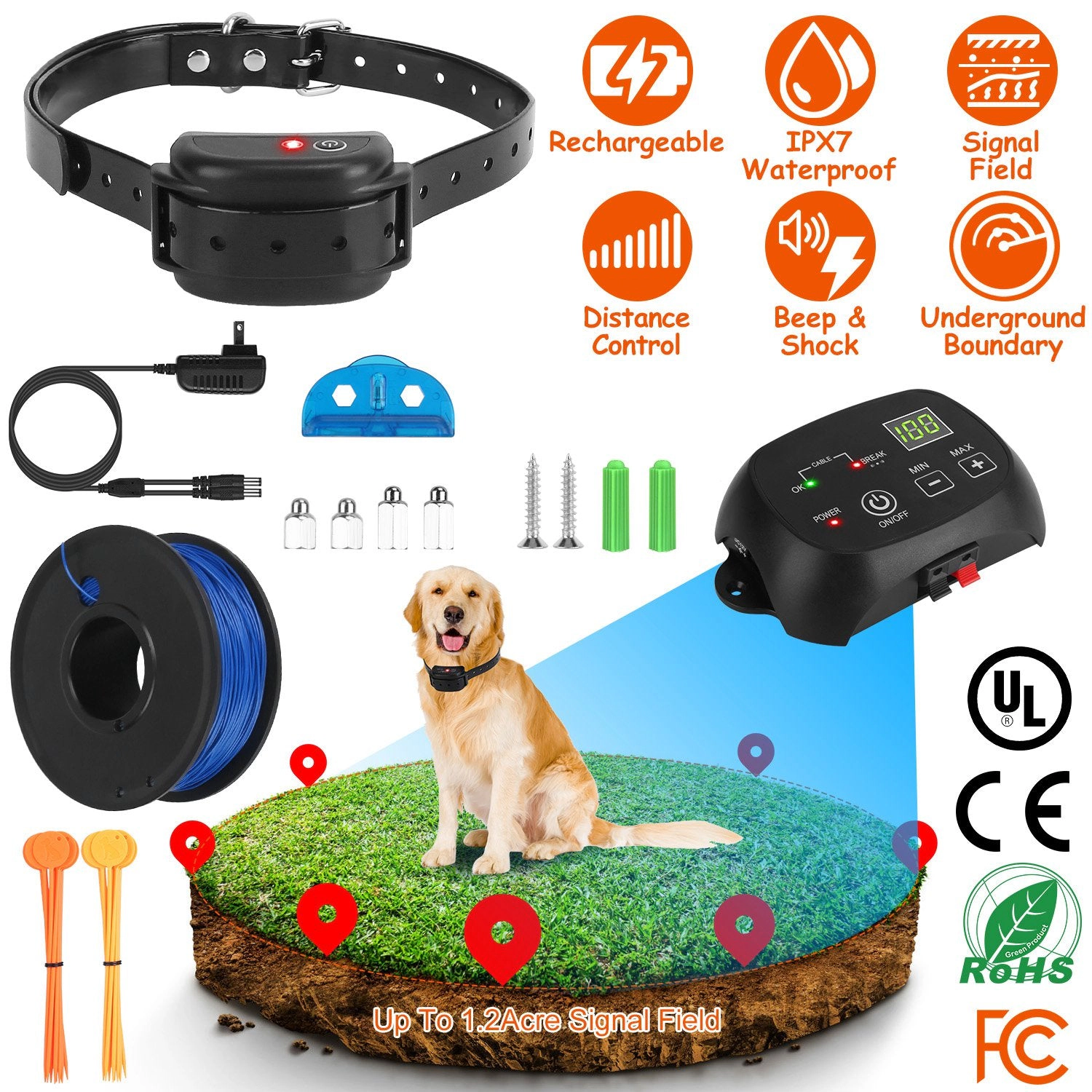 GBruno Rechargeable Dog Fence Containment System