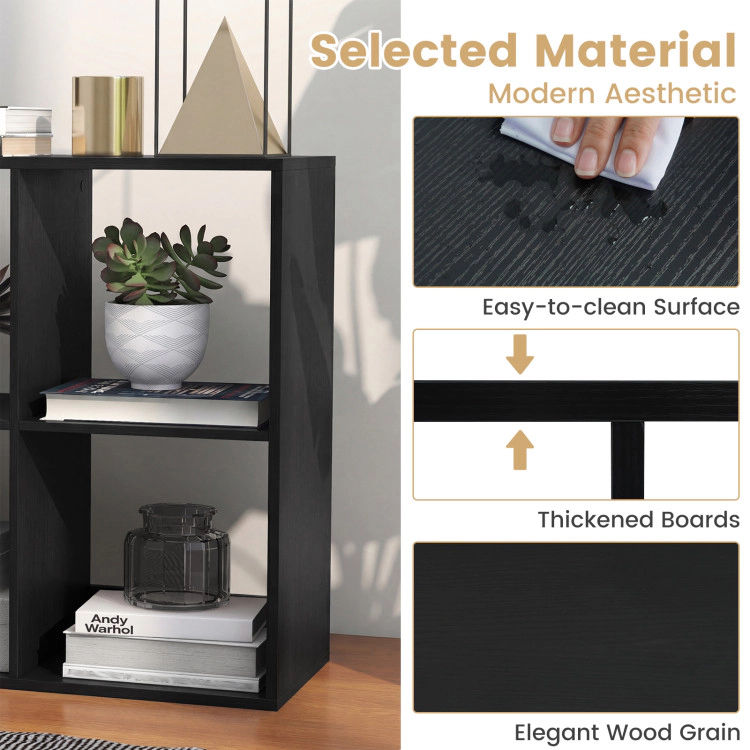 Hivvago 6 Cube Bookshelf with Back Guardrail for Living Room Bedroom