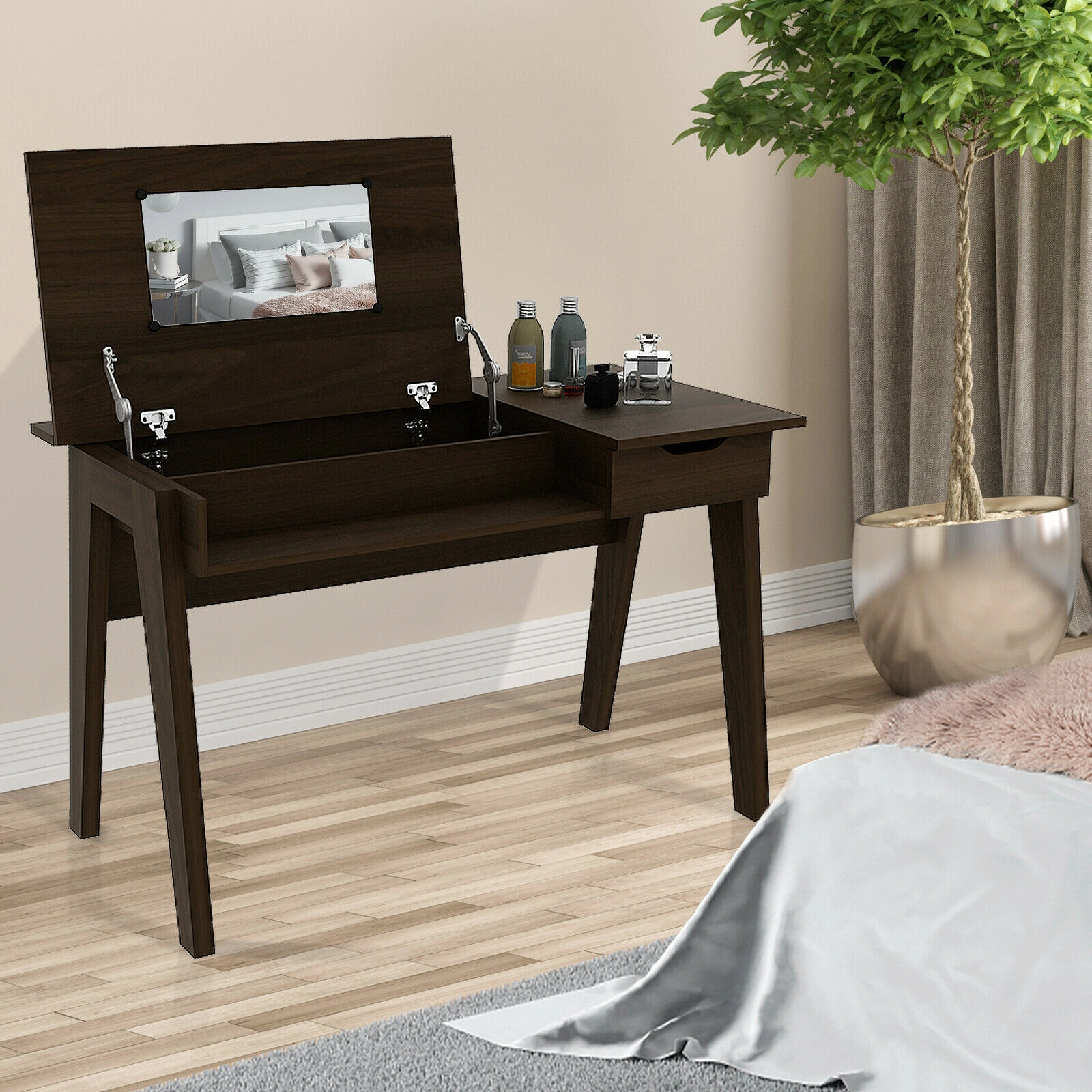 Hivvago Dressing Table With Flip Mirror And Storage Drawer