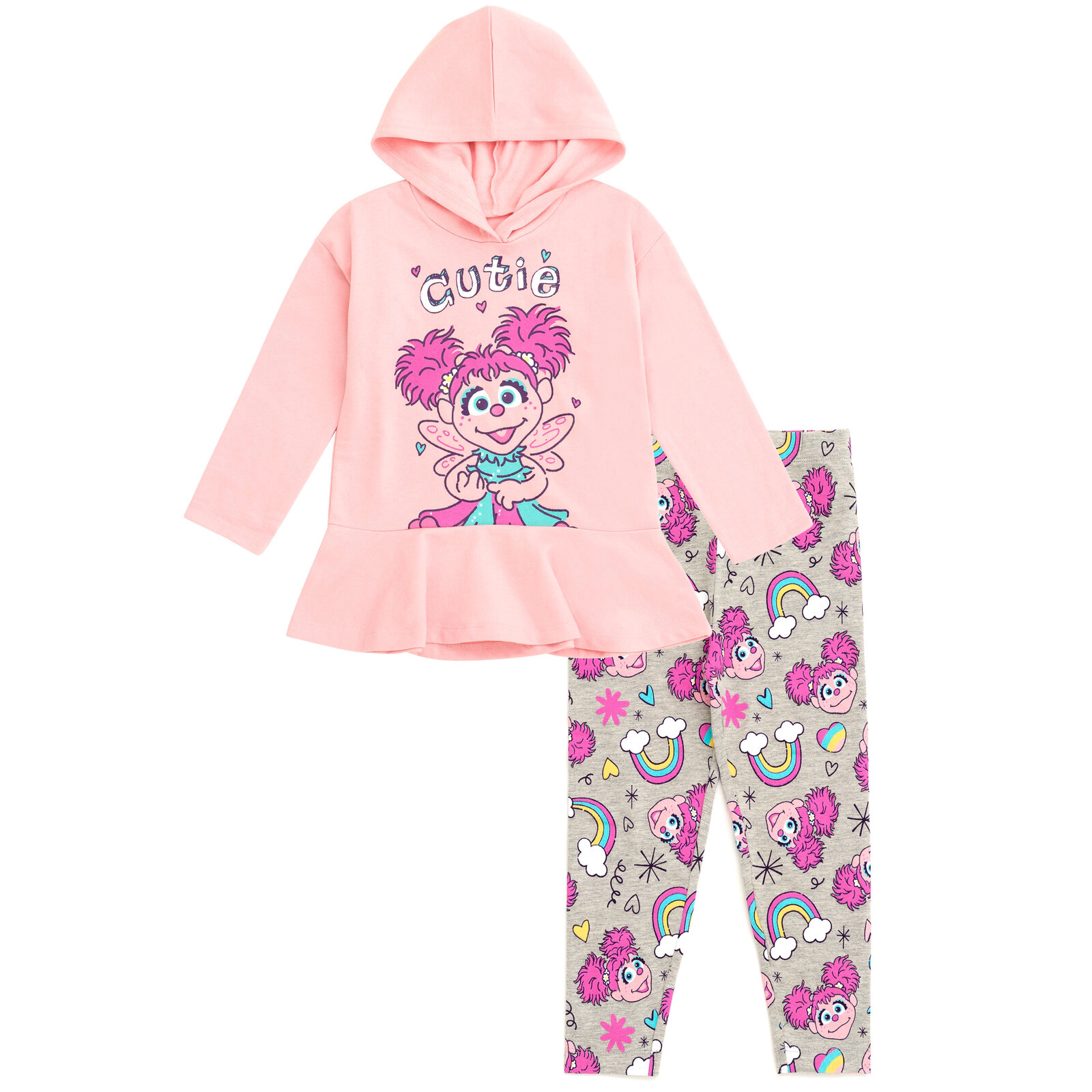 Sesame Street Girls' 2-Piece Fleece Hoodie and Leggings Set
