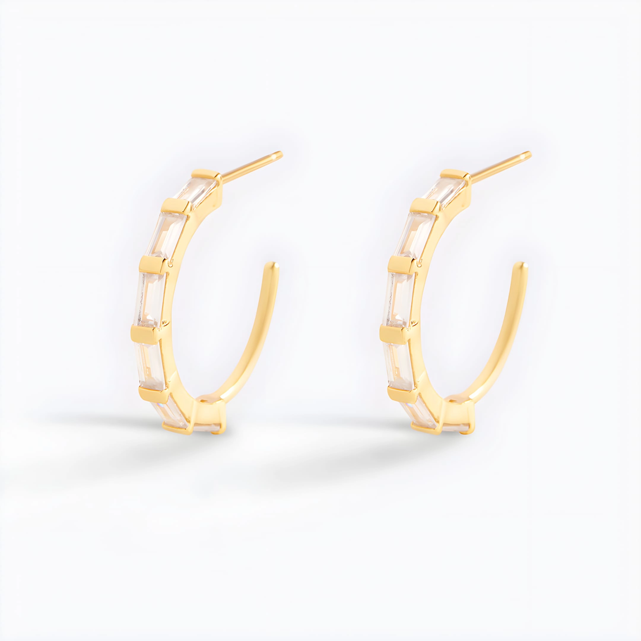 Mint & Lily Women's Baguette Cubic Zirconia Hoop Earrings