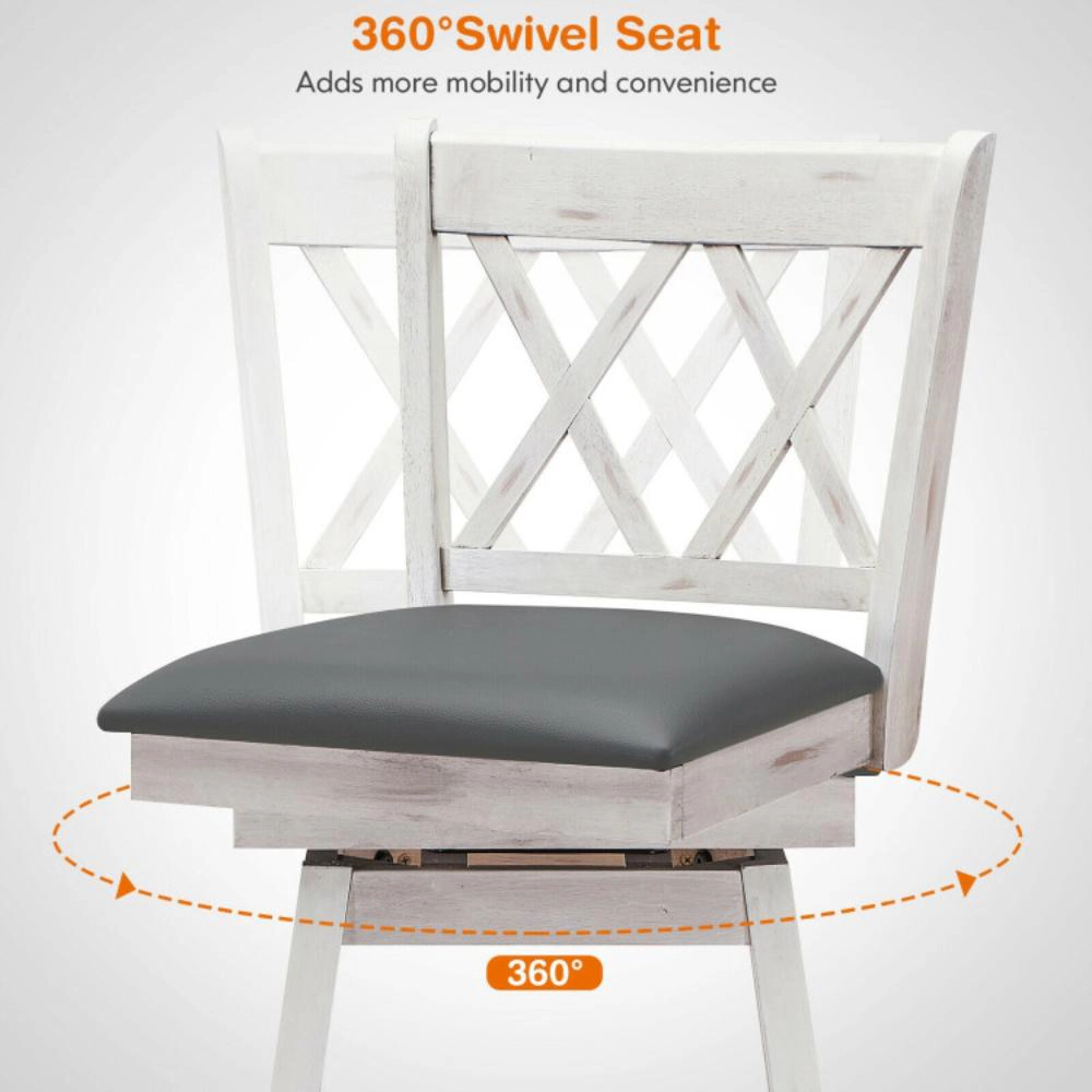 Hivvago Set of 2 29-Inch Swivel Bar Stools with Sturdy Rubberwood Frames
