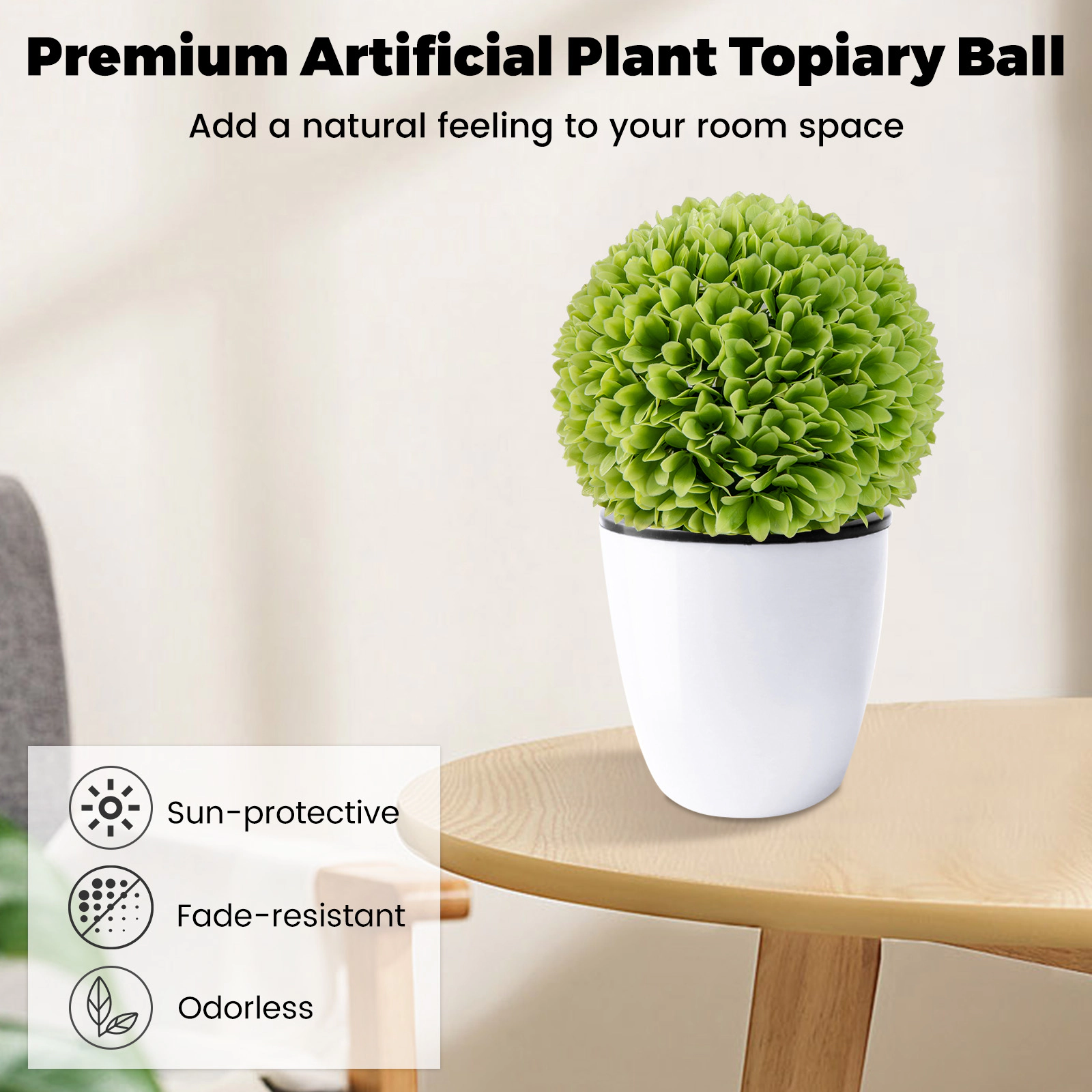 SUGIFT Set of 2 Artificial Boxwood Topiary Balls 11-in Outer 7.5-in Inner Diameter Fits 11-in Pots 2-lb Green