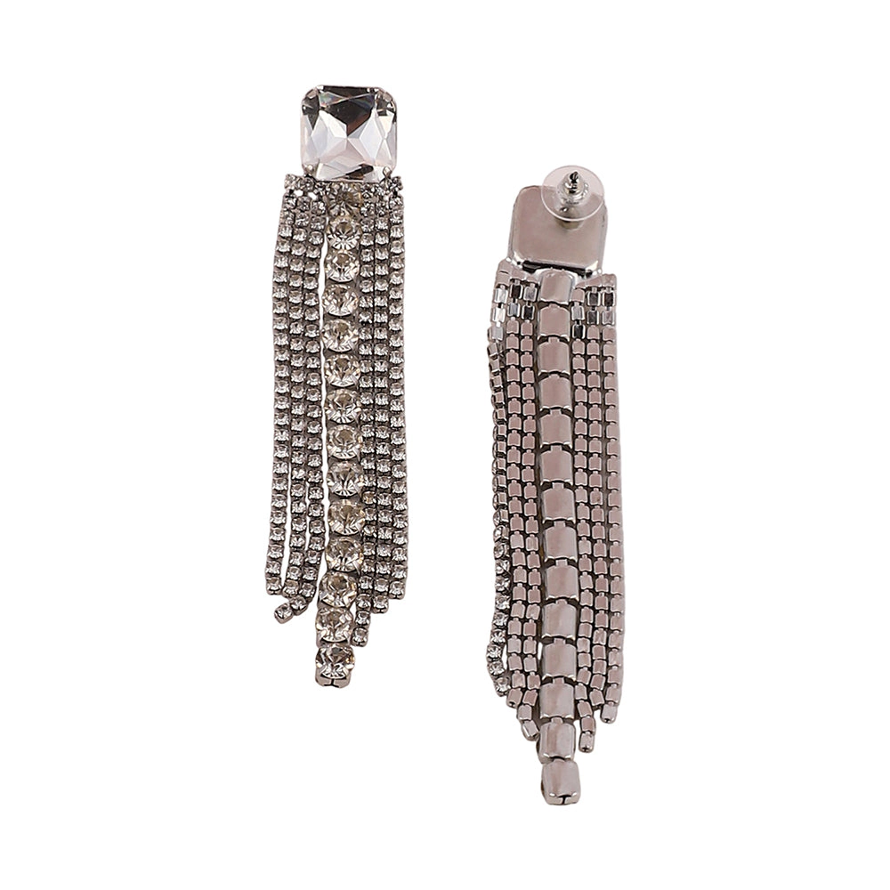SOHI Women's The Bijou-Quad Drop Earrings - Crystal Silver